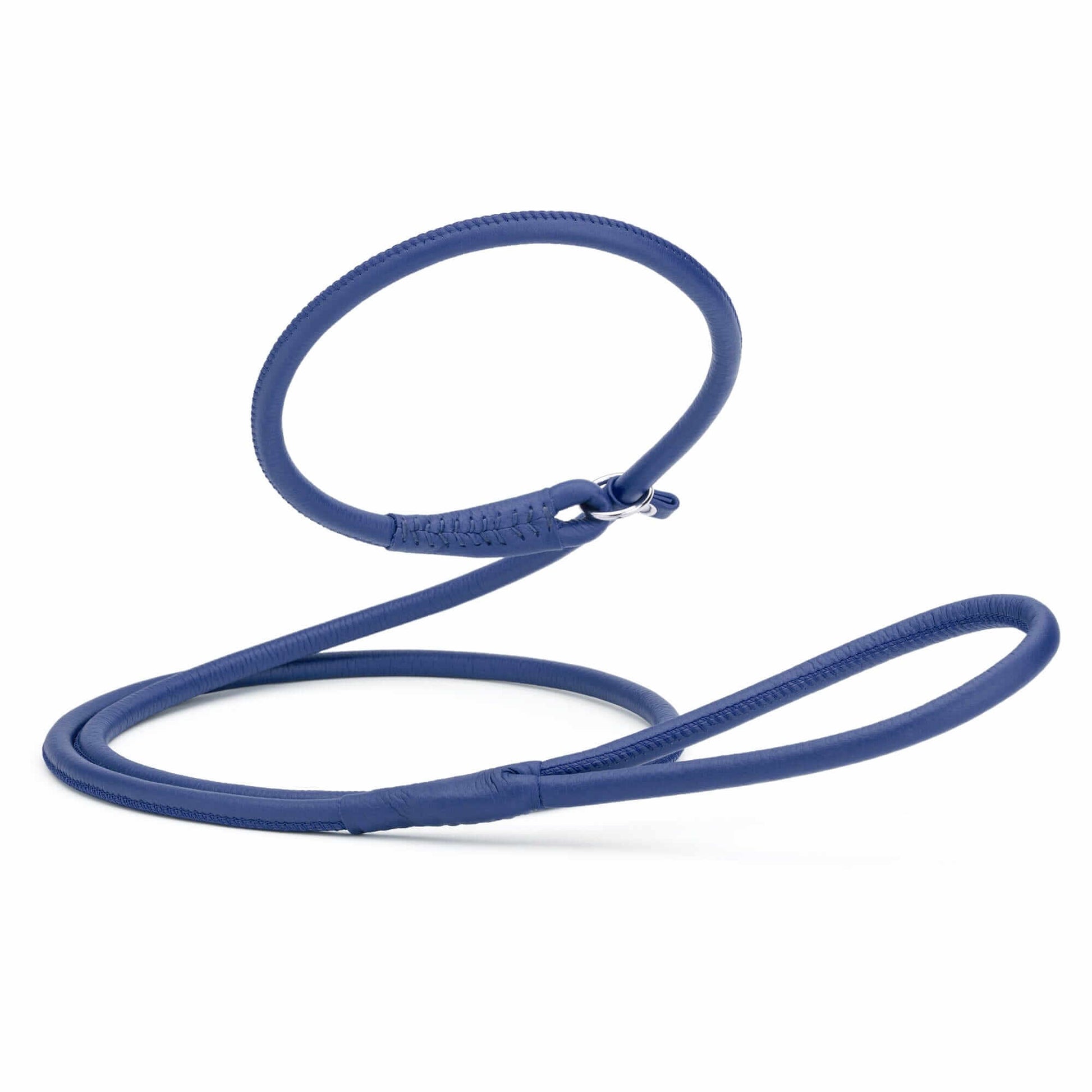 Soft leather round slip lead for dogs, all-in-one leash and collar for easy handling and quick control during walks or training