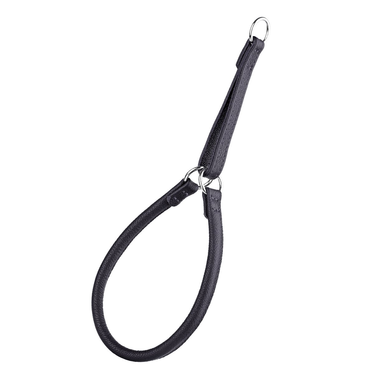 Soft leather round martingale collar for dogs, no-pull training collar with adjustable fit and gentle control