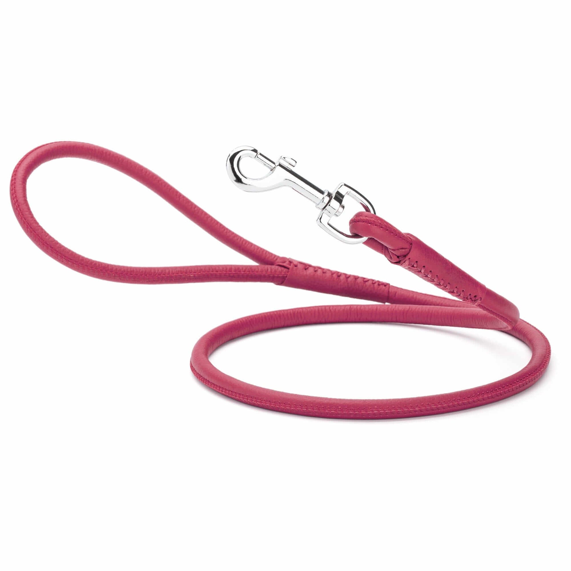 Soft leather round dog lead with comfortable grip and durable construction for everyday walking