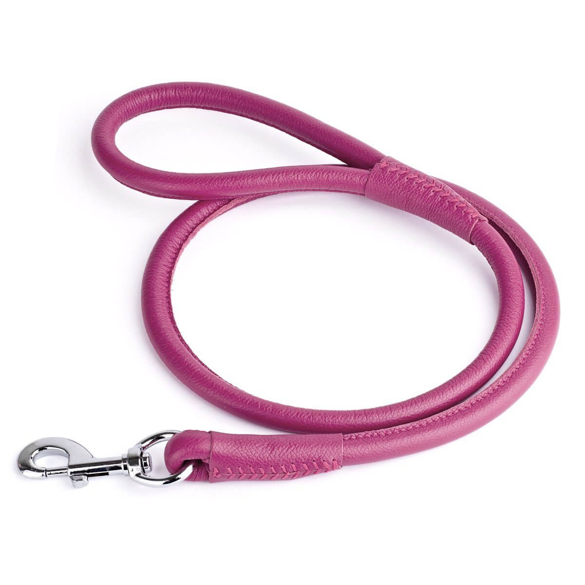 Soft leather round dog lead with comfortable grip and durable construction for everyday walking