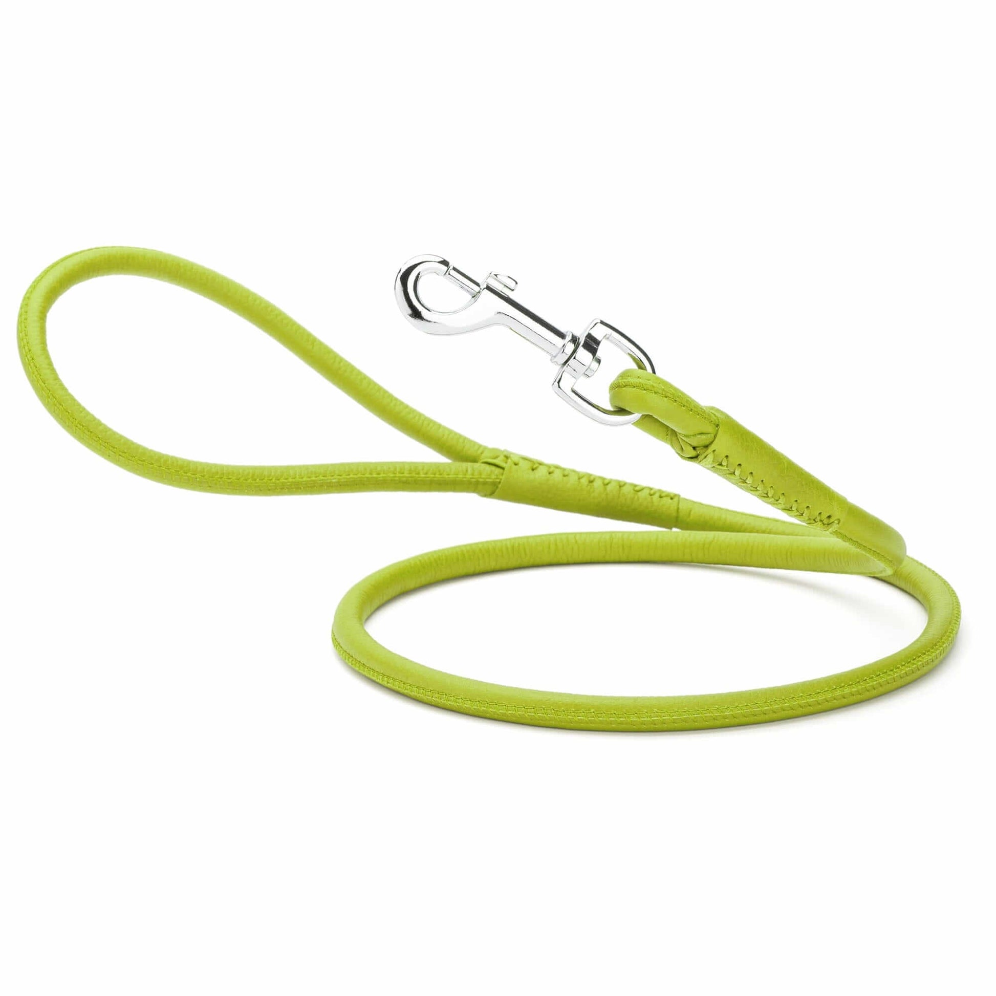 Soft leather round dog lead with comfortable grip and durable construction for everyday walking
