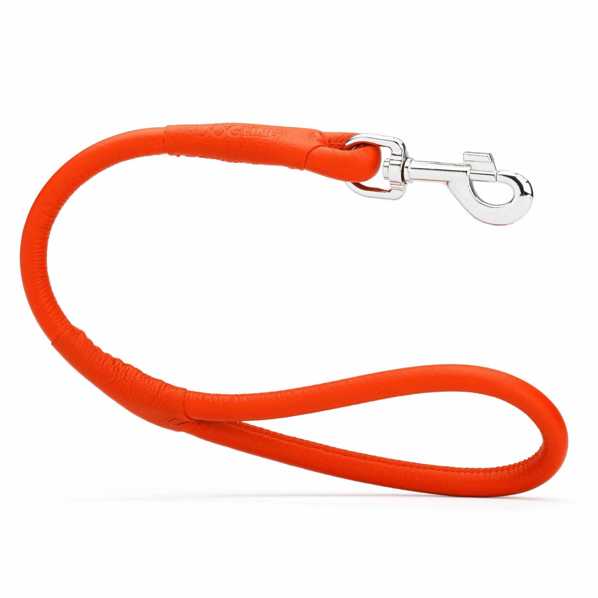 Soft leather round traffic lead for dogs, short control leash ideal for training and urban walking