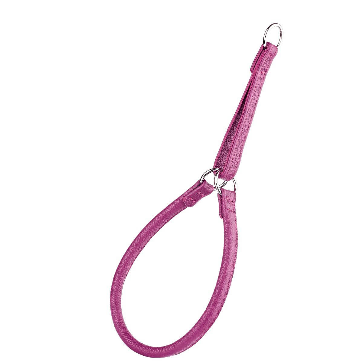 Soft leather round martingale collar for dogs, no-pull training collar with adjustable fit and gentle control