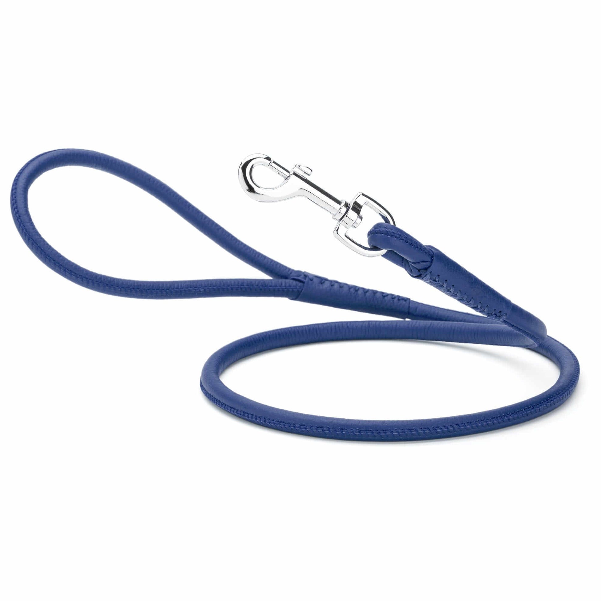 Soft leather round dog lead with comfortable grip and durable construction for everyday walking