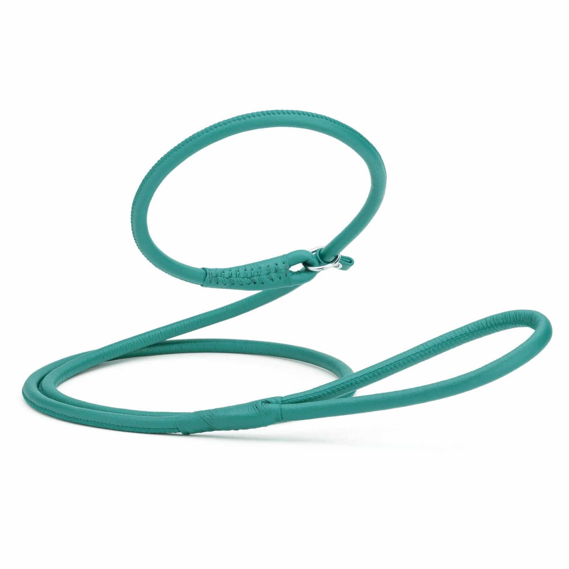 Soft leather round slip lead for dogs, all-in-one leash and collar for easy handling and quick control during walks or training