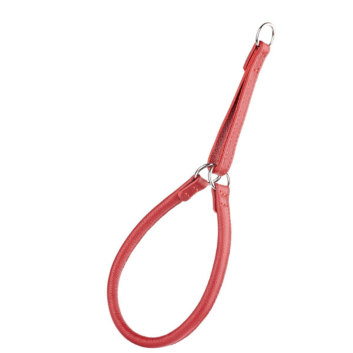 Soft leather round martingale collar for dogs, no-pull training collar with adjustable fit and gentle control