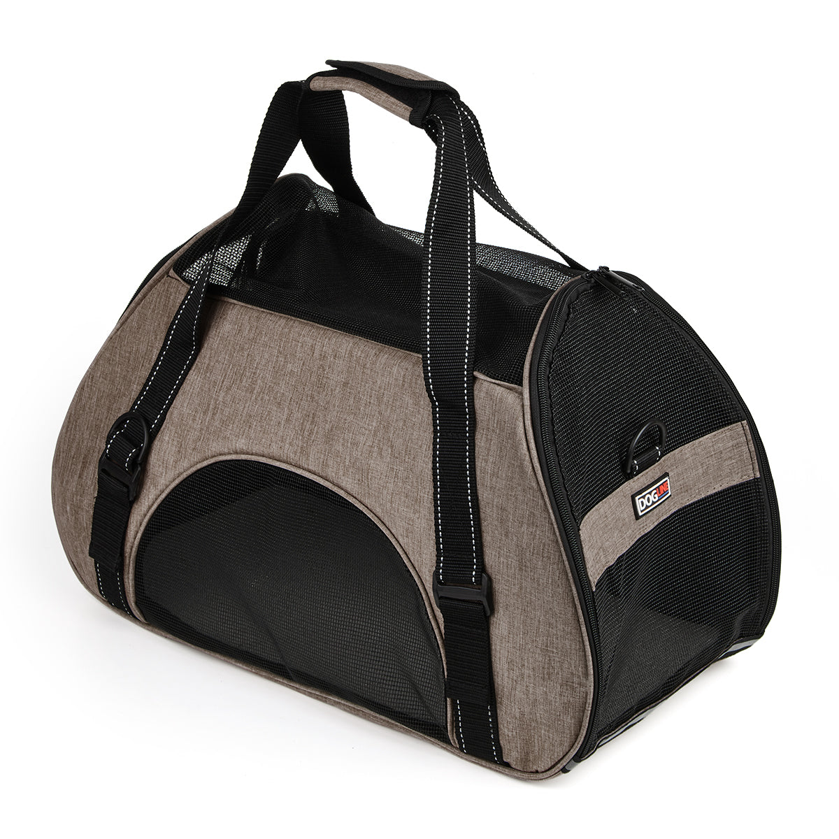 Airline-approved pet carrier backpack with small dog inside, head sticking out for safe, comfortable, and hands-free travel"