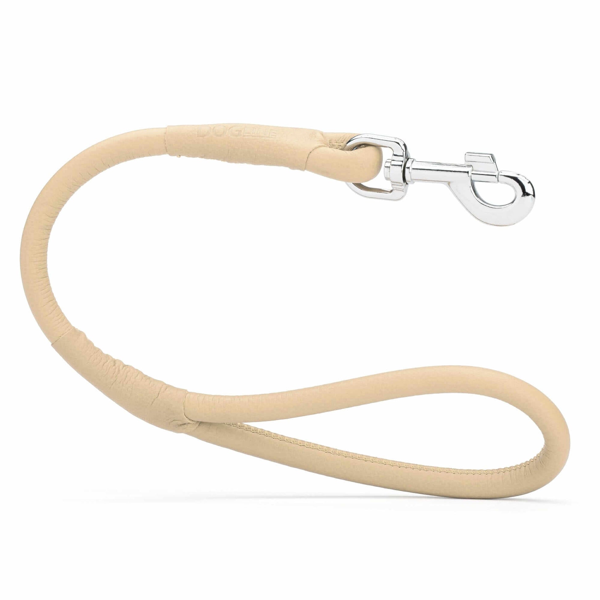 Soft leather round traffic lead for dogs, short control leash ideal for training and urban walking