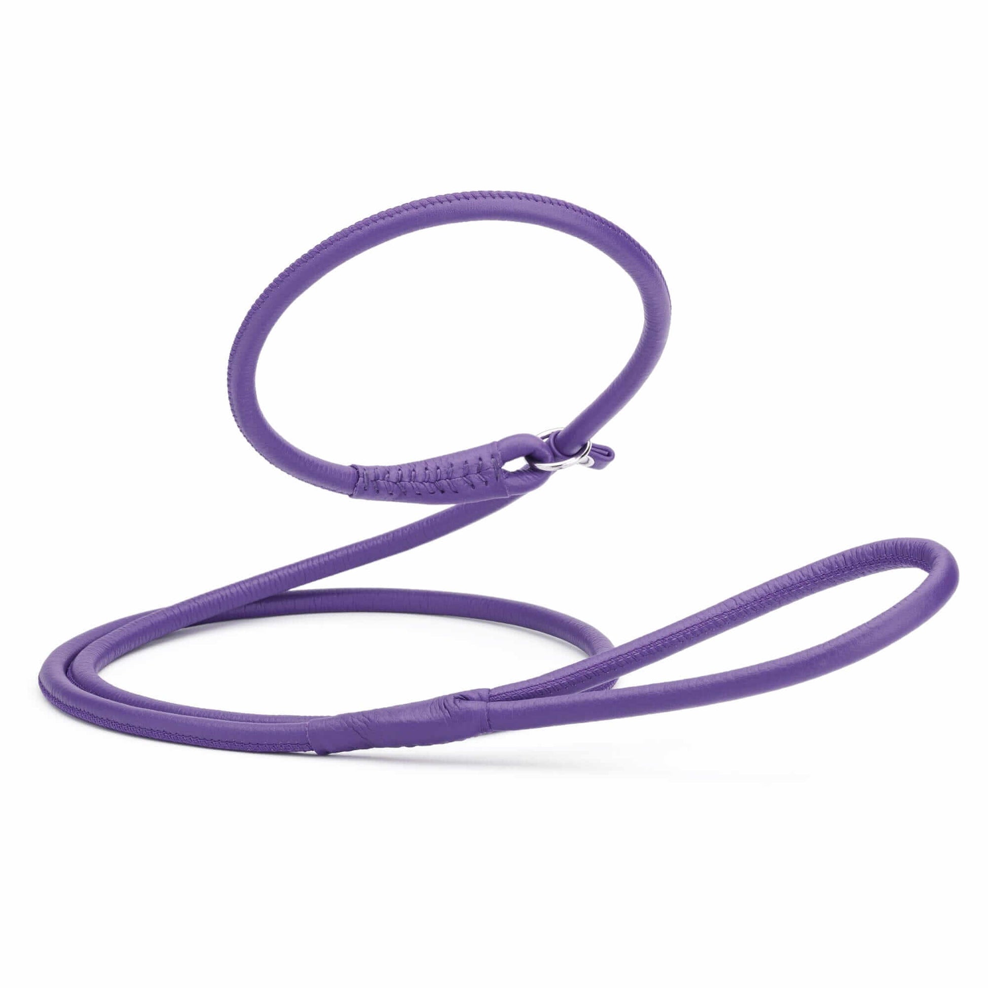 Soft leather round slip lead for dogs, all-in-one leash and collar for easy handling and quick control during walks or training