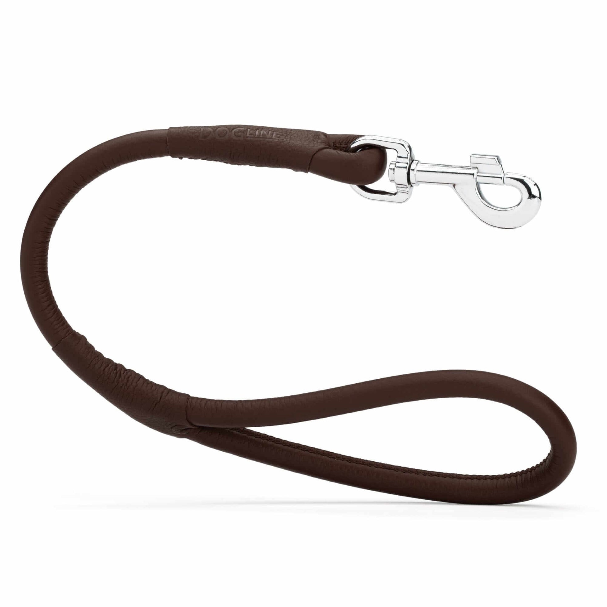 Soft leather round traffic lead for dogs, short control leash ideal for training and urban walking