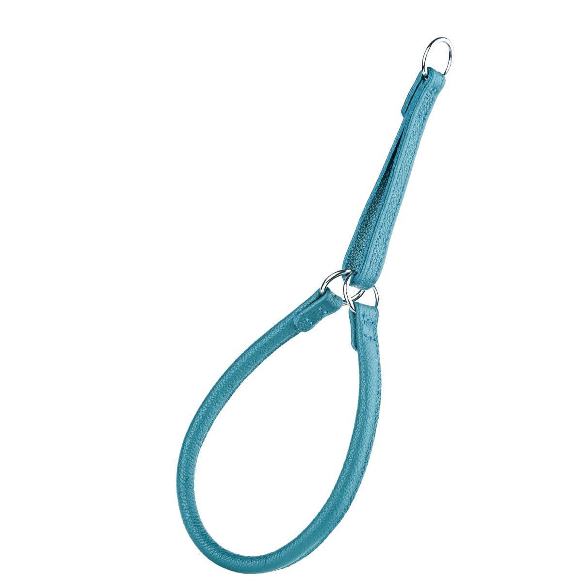 Soft leather round martingale collar for dogs, no-pull training collar with adjustable fit and gentle control