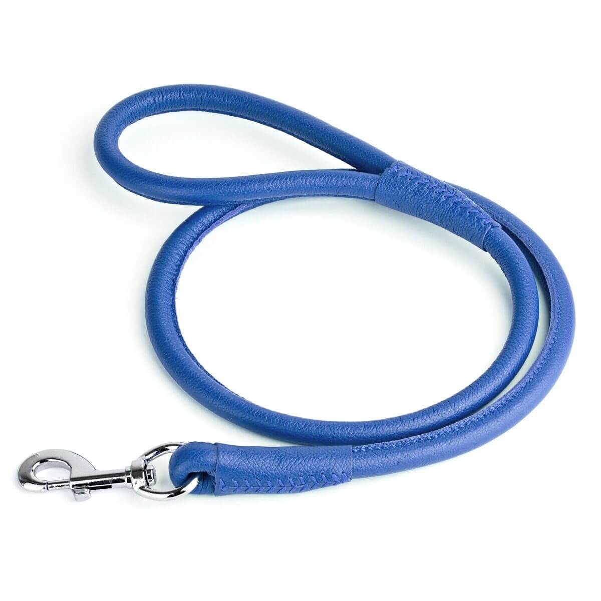 Soft leather round dog lead with comfortable grip and durable construction for everyday walking