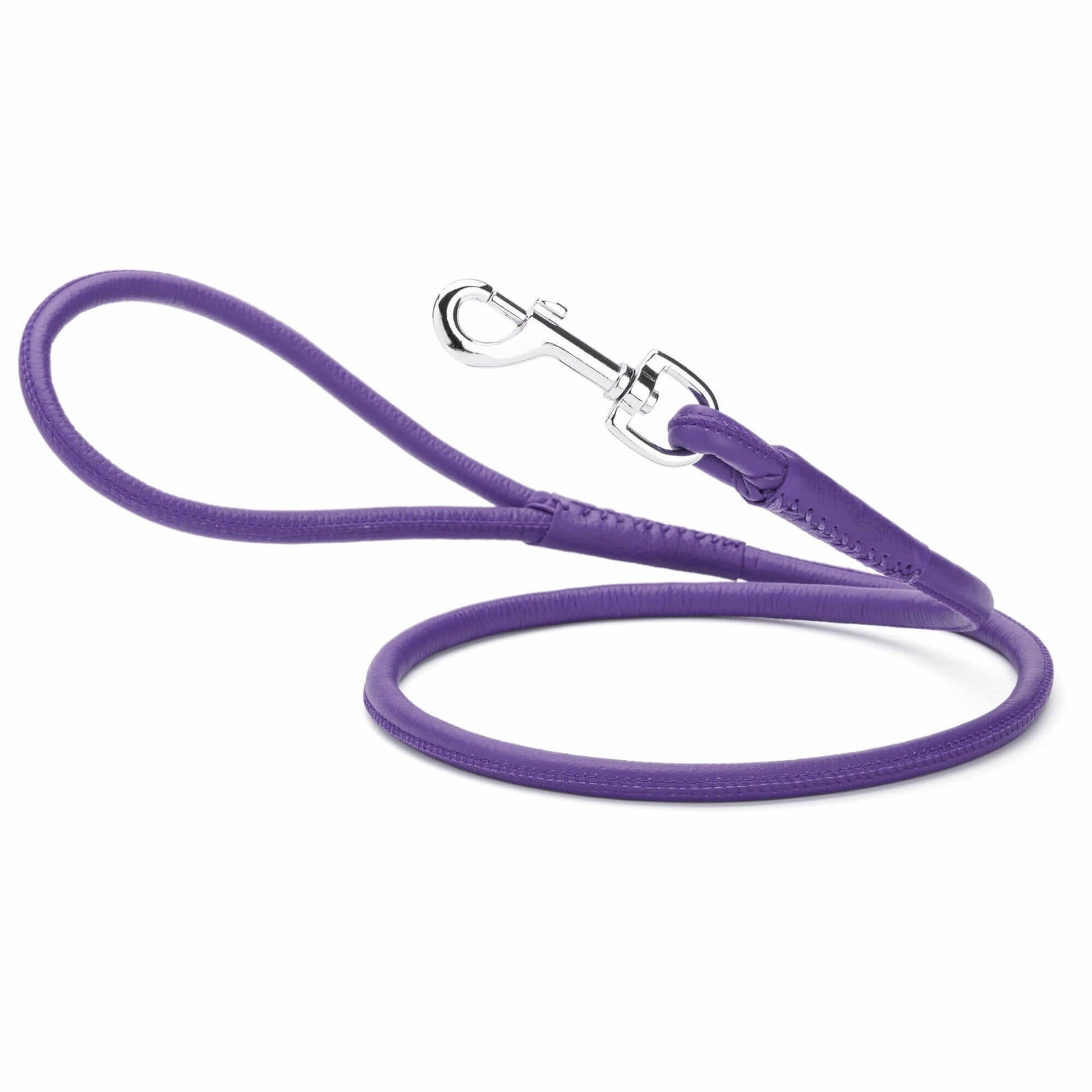 Soft leather round dog lead with comfortable grip and durable construction for everyday walking