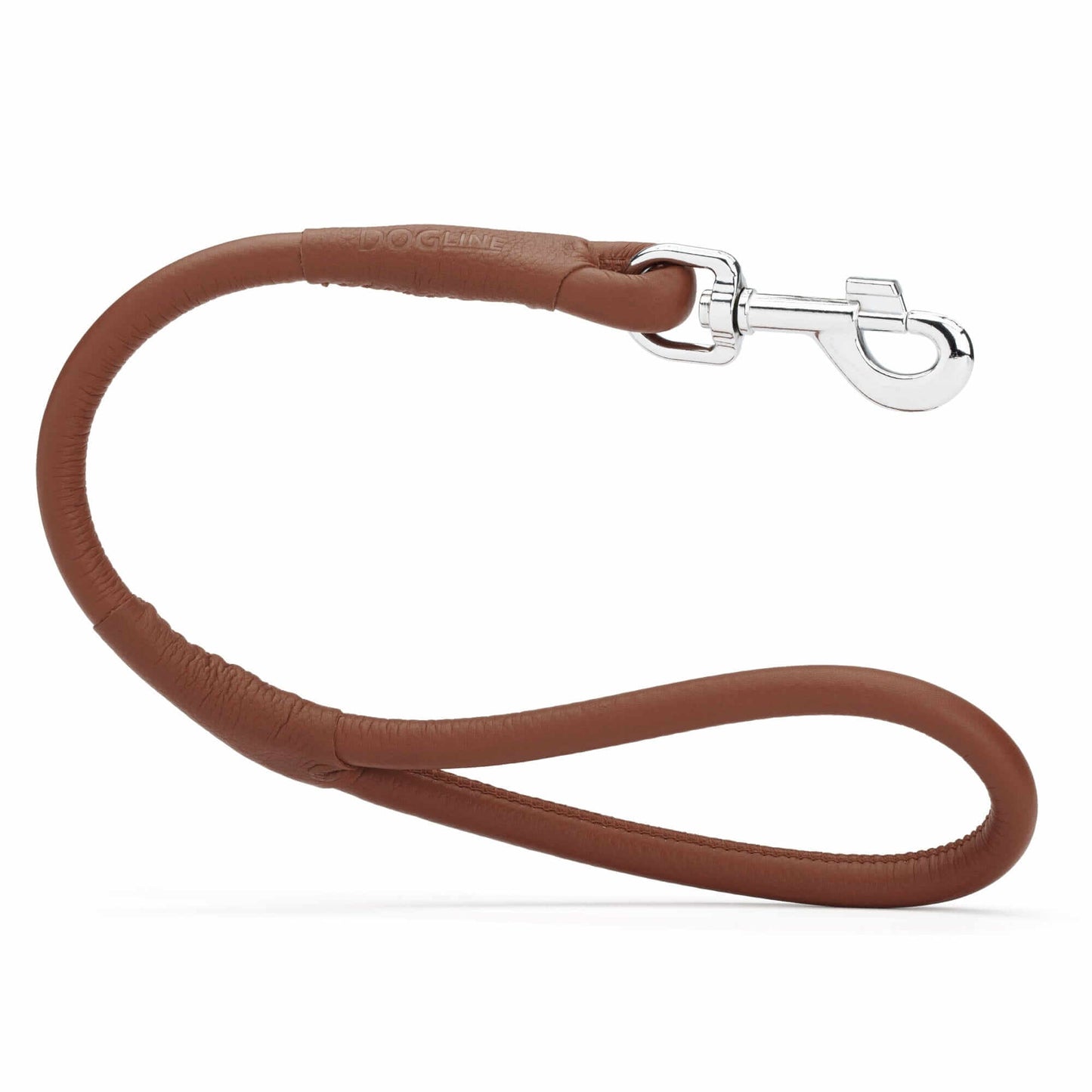 Soft leather round traffic lead for dogs, short control leash ideal for training and urban walking