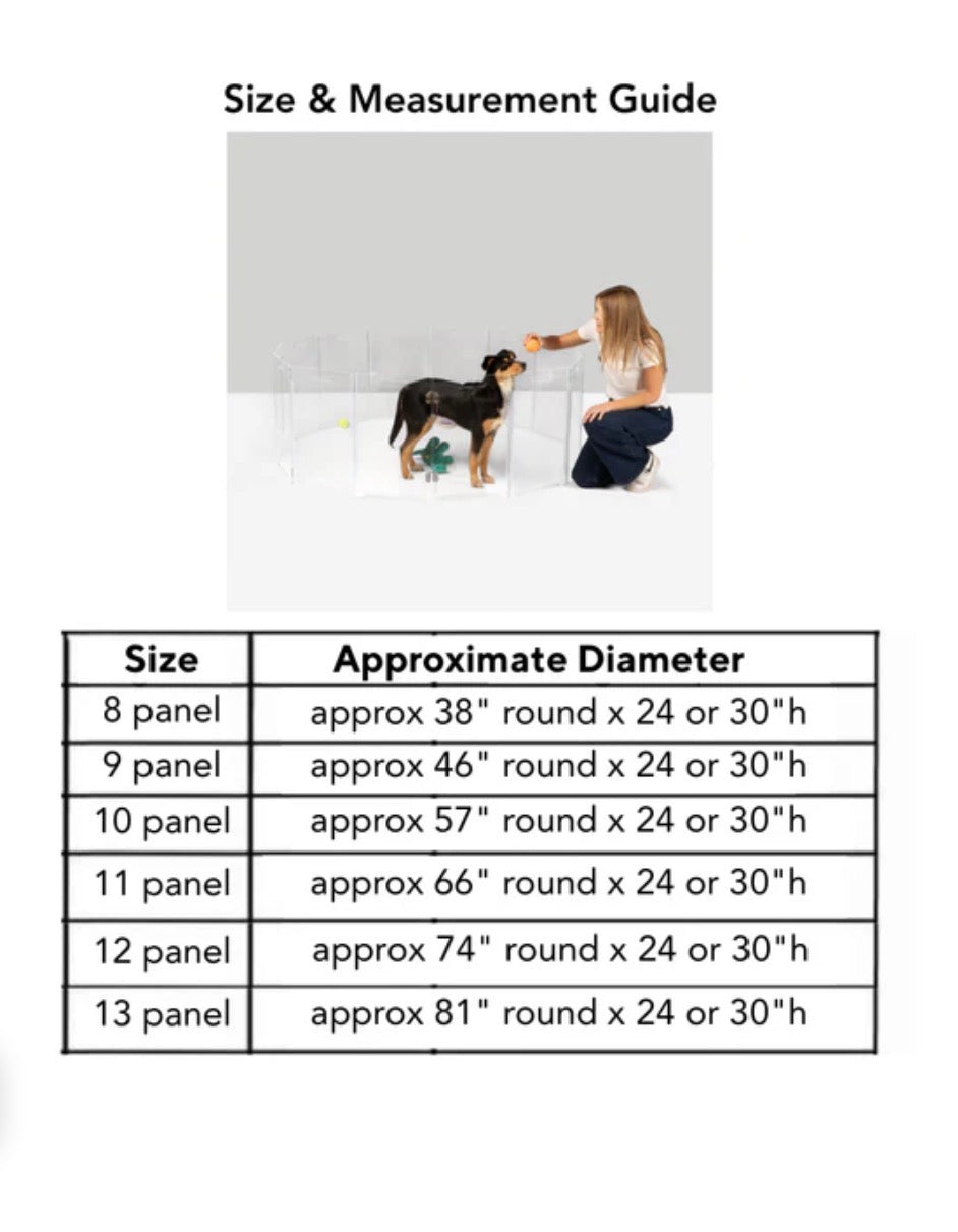 Clear Acrylic Pet Playpen โ Round Modular Dog Playpen for Indoor Use with Door (Portable & Expandable)