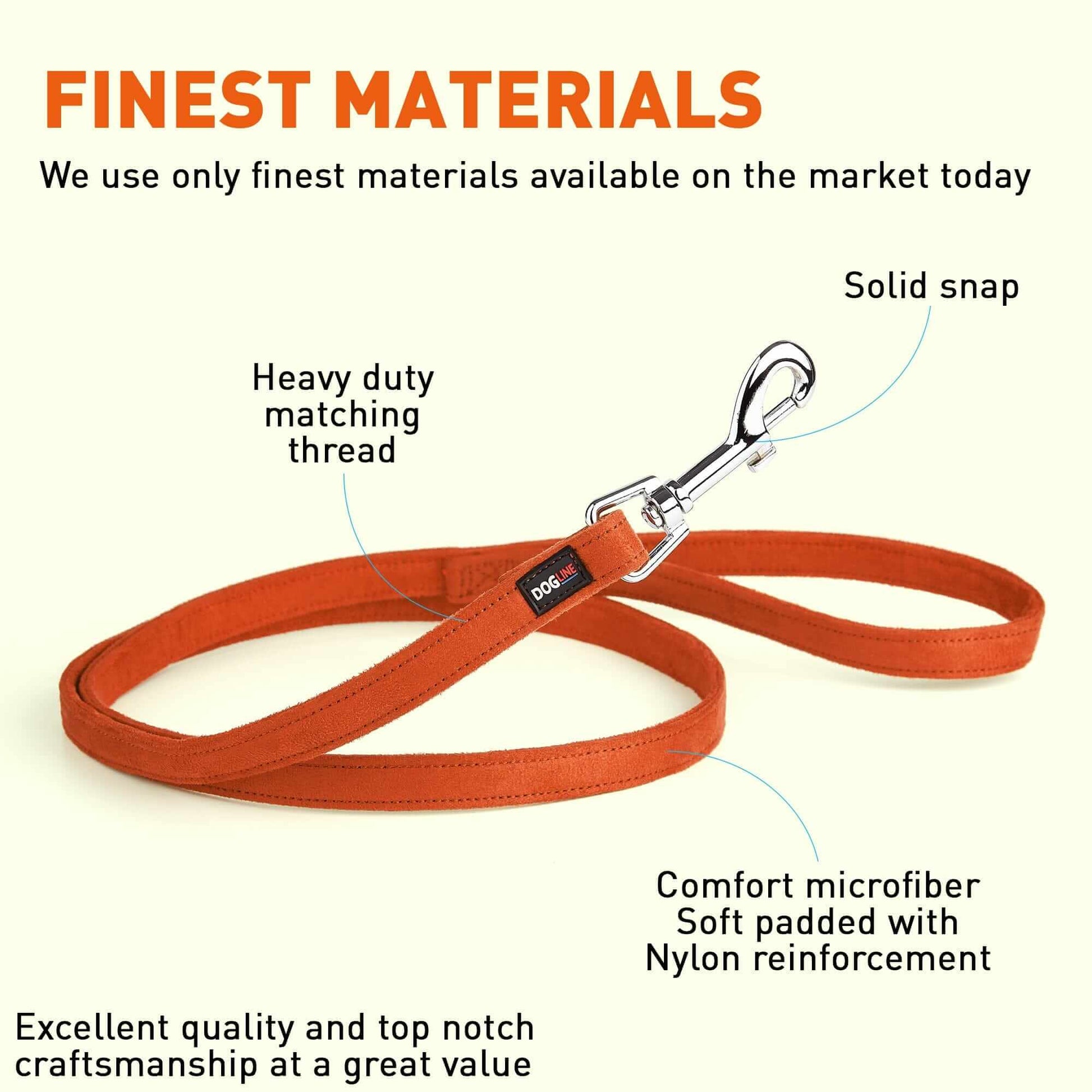 Comfort microfiber flat dog leash with soft padded grip and durable metal clasp for secure, everyday walks