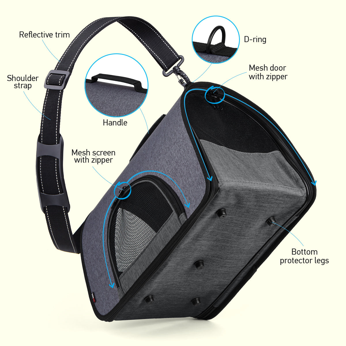 Dual color collapsible pet carrier – lightweight, portable, and easy-to-store carrier for small dogs and cats