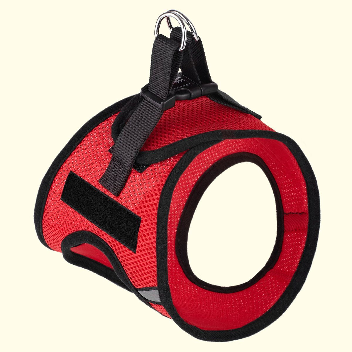 York mesh dog harness with built-in hook and loop fasteners for easy adjustment and secure, breathable fit
