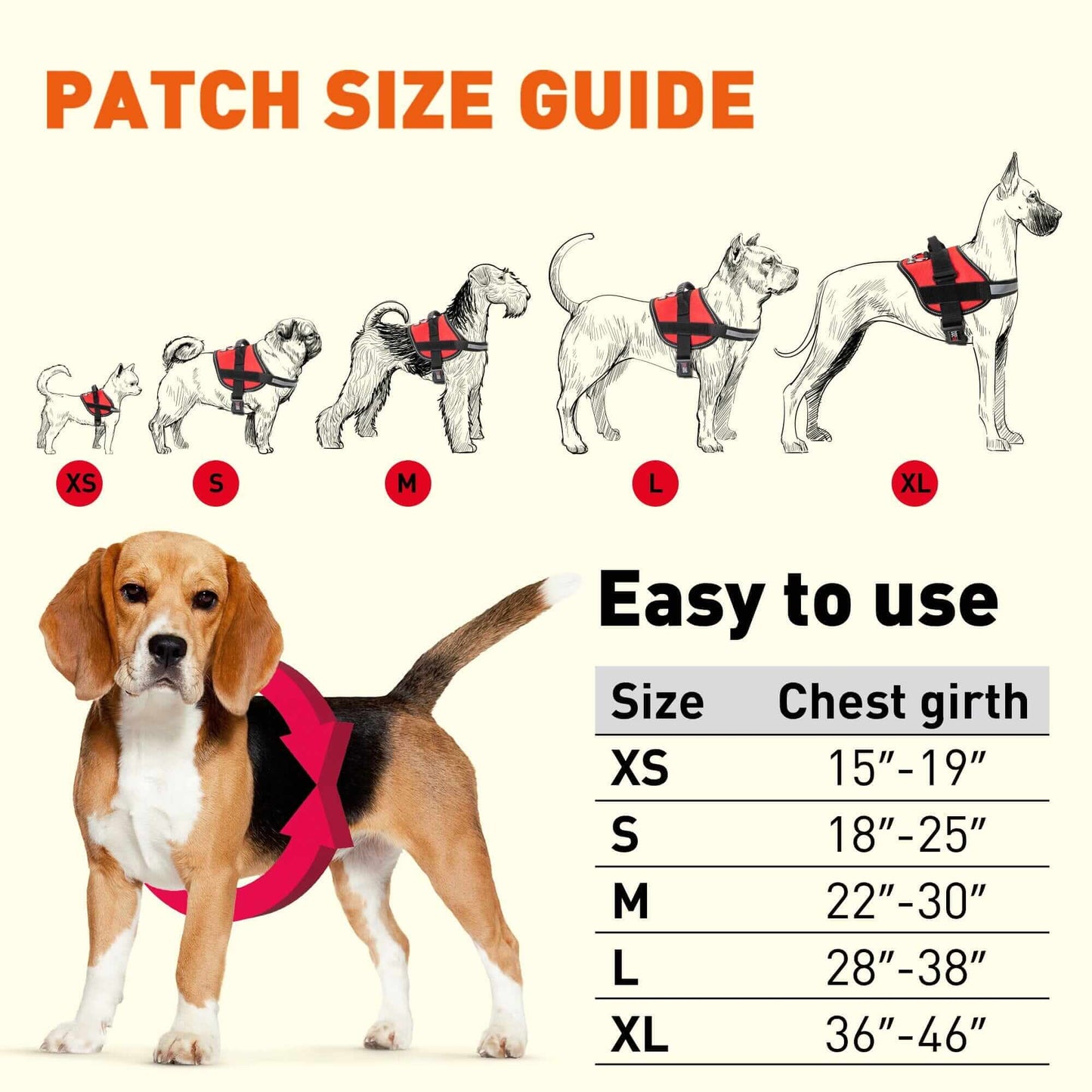 Dog harness displayed in a variety of colors including red, blue, and black