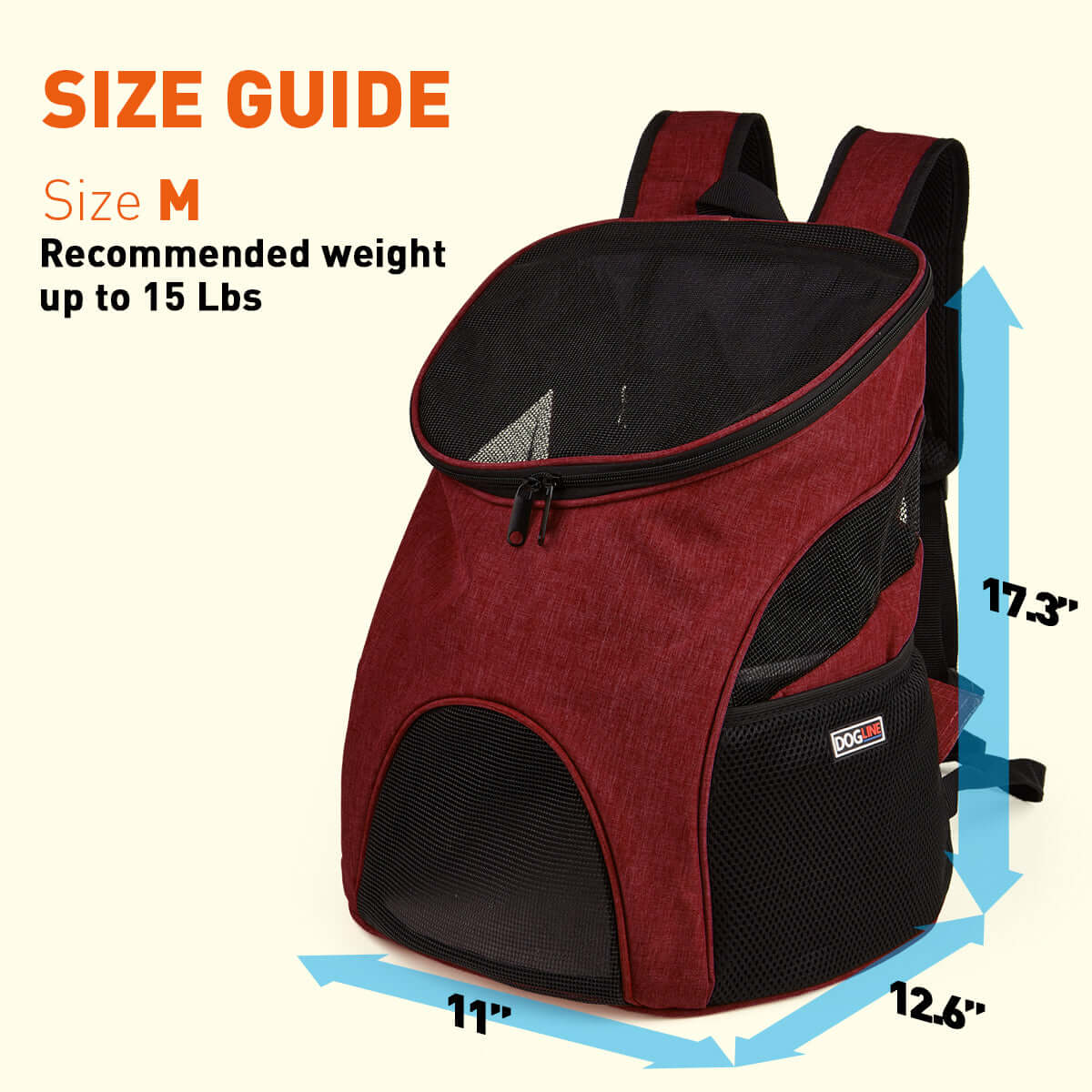 Pet carrier backpack with small dog inside, head sticking out for comfortable and hands-free travel