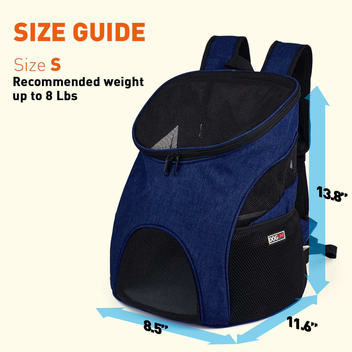 Pet carrier backpack with small dog inside, head sticking out for comfortable and hands-free travel