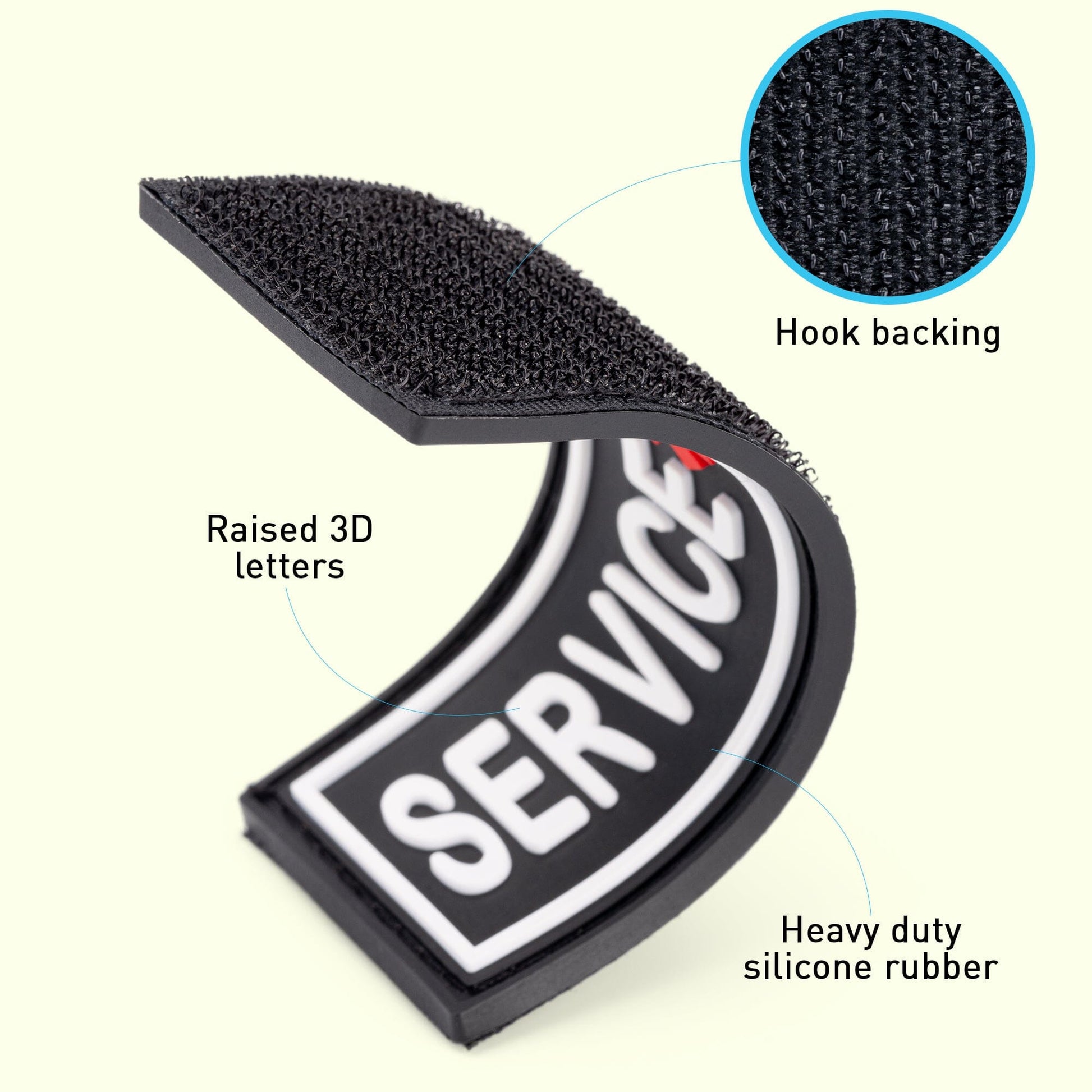 Dogline service dog 3D rubber patches – durable, high-quality patches for identification on service dog gear