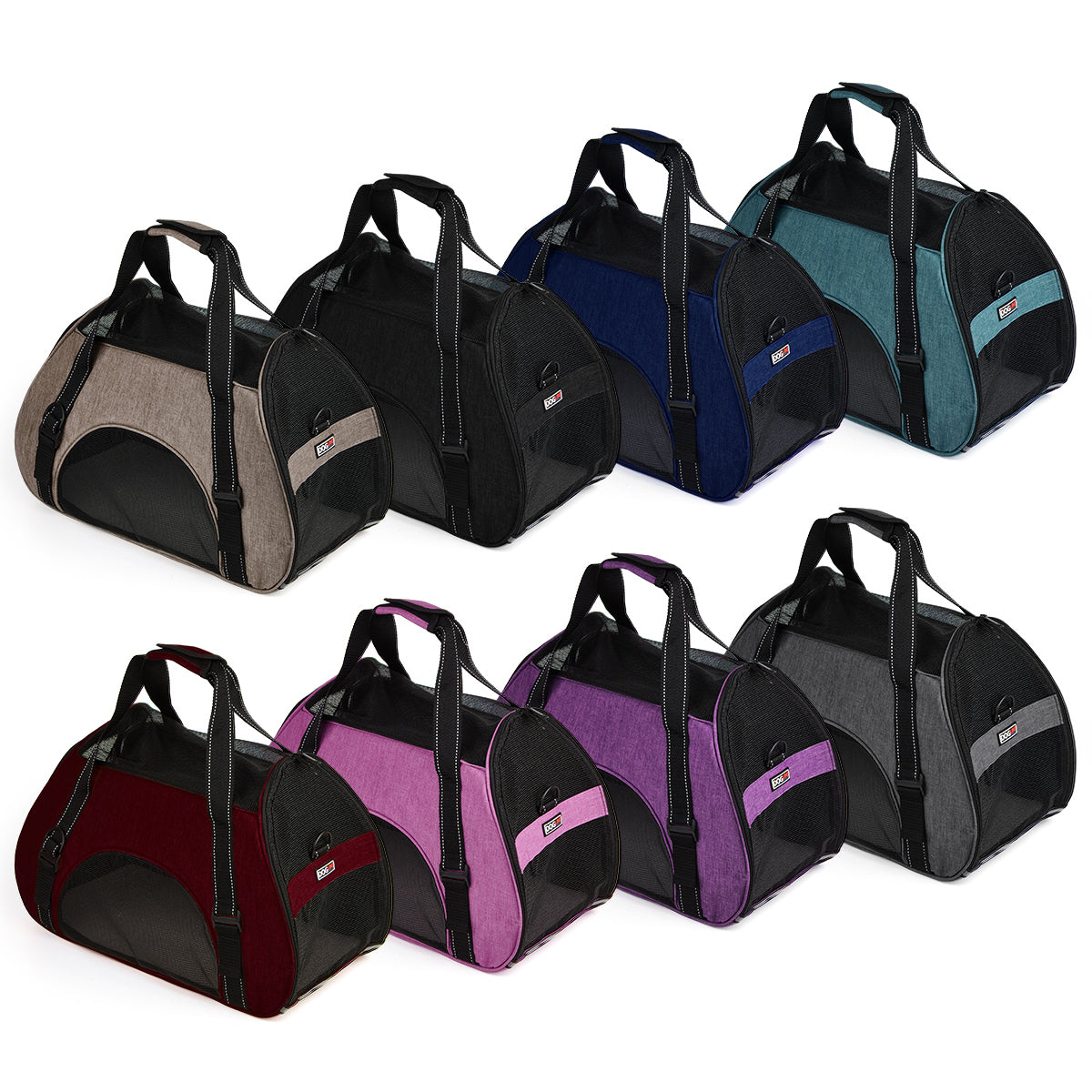 Airline-approved pet carrier backpack with small dog inside, head sticking out for safe, comfortable, and hands-free travel"
