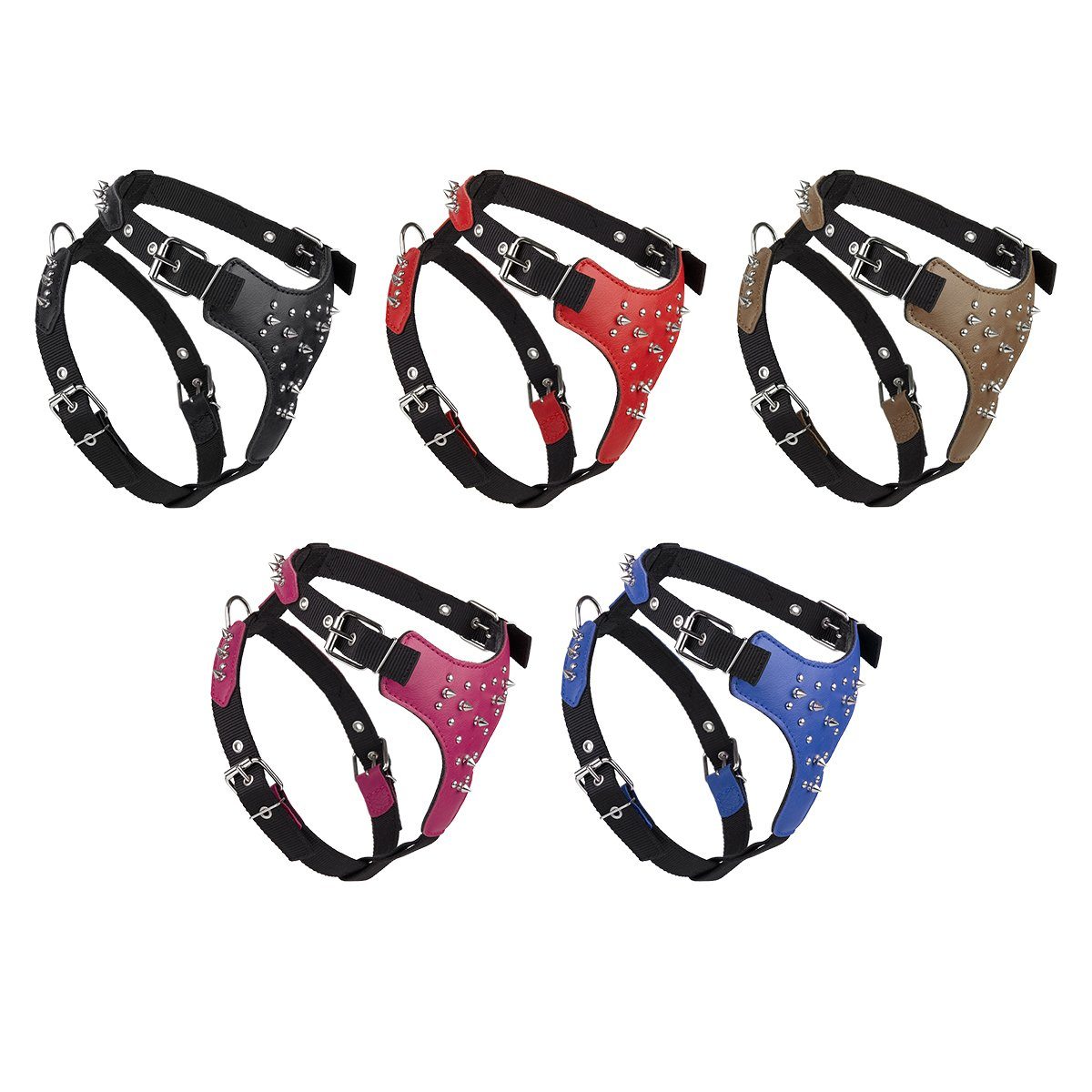 Leather and nylon spike dog harness – sturdy, stylish harness with metal spikes for control and protection during walks
