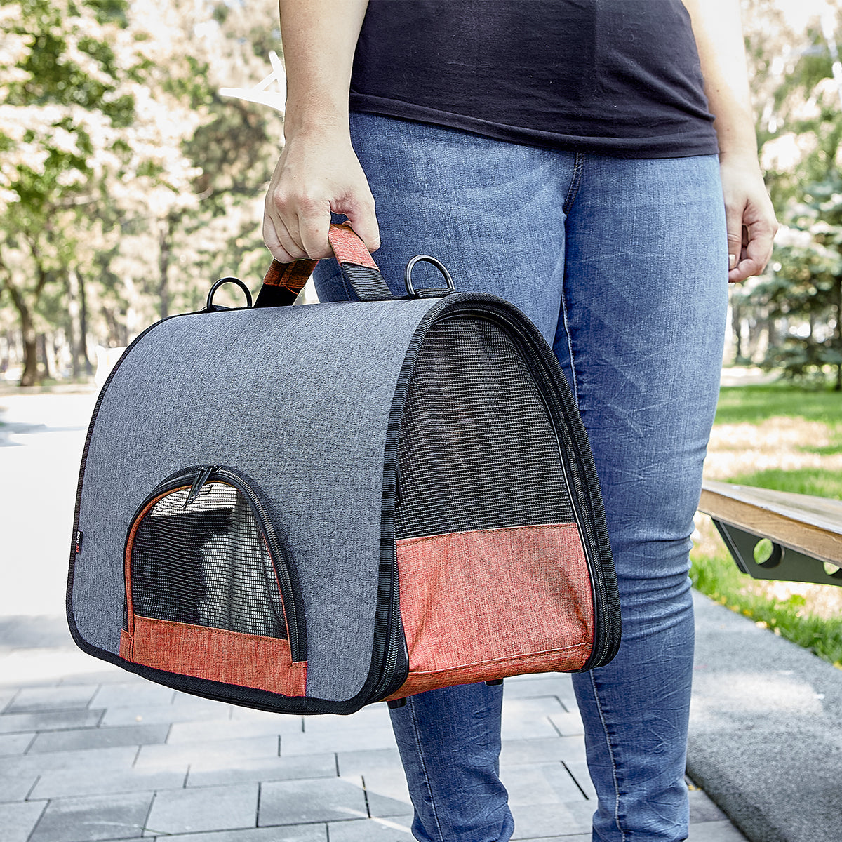 Dual color collapsible pet carrier – lightweight, portable, and easy-to-store carrier for small dogs and cats