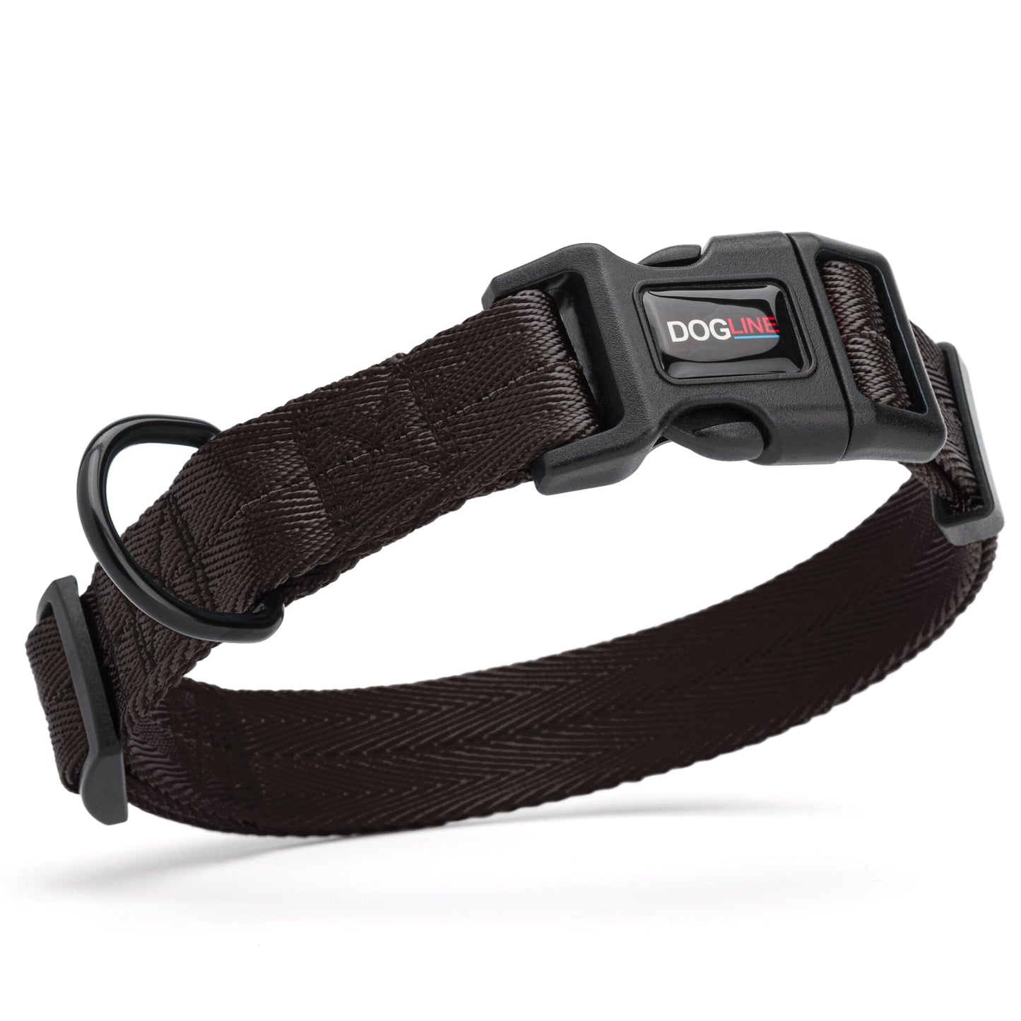 Nylon flat dog collar with adjustable buckle and durable hardware for everyday comfort and control