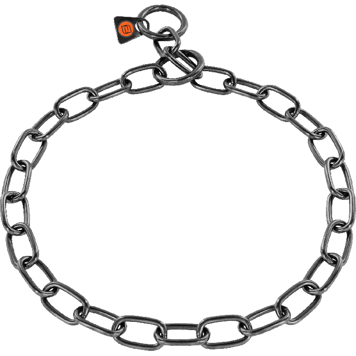 Herm Sprenger short link fur saver collar – black stainless steel dog collar designed to prevent coat damage during training