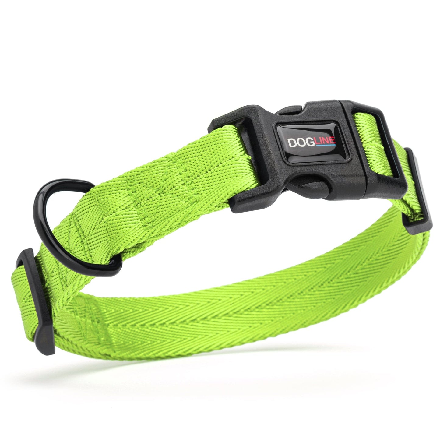 Nylon flat dog collar with adjustable buckle and durable hardware for everyday comfort and control