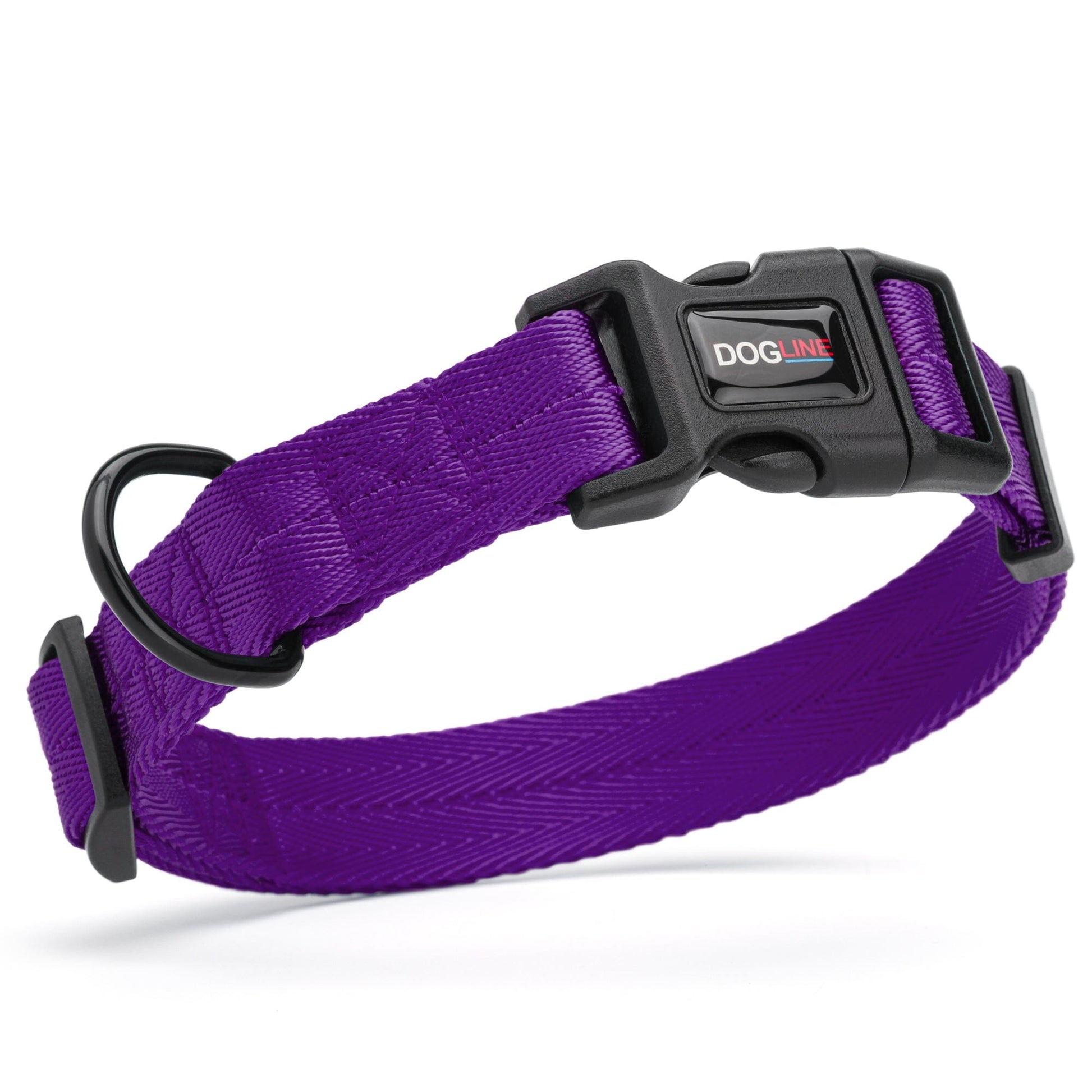 Nylon flat dog collar with adjustable buckle and durable hardware for everyday comfort and control