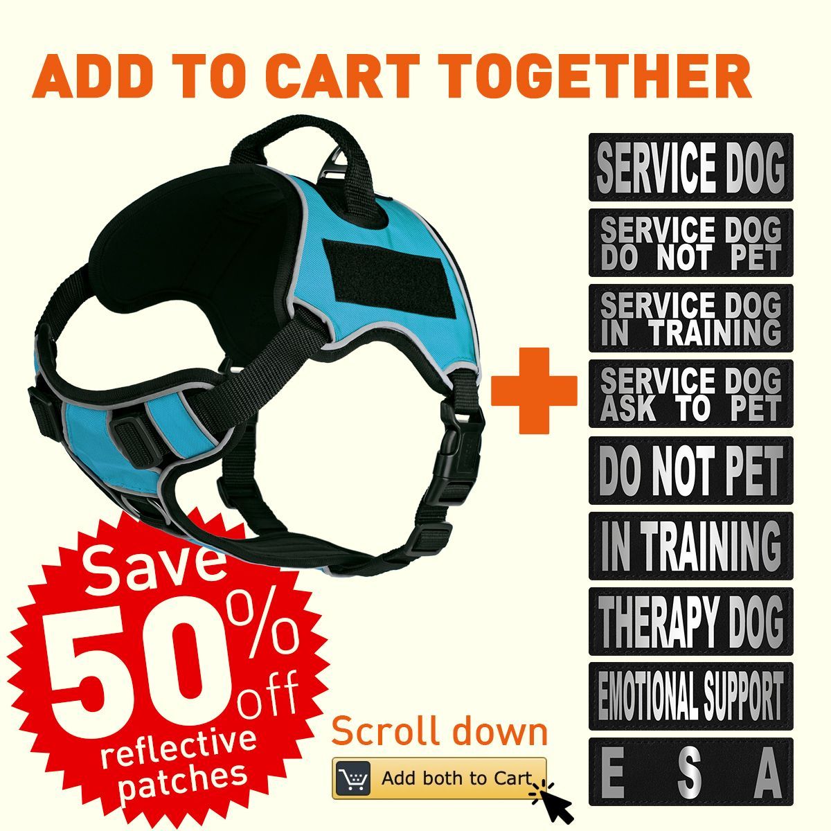 Dogline Quest no-pull dog harness – multi-purpose, adjustable harness for training, walking, and control with front and back leash clips size chart