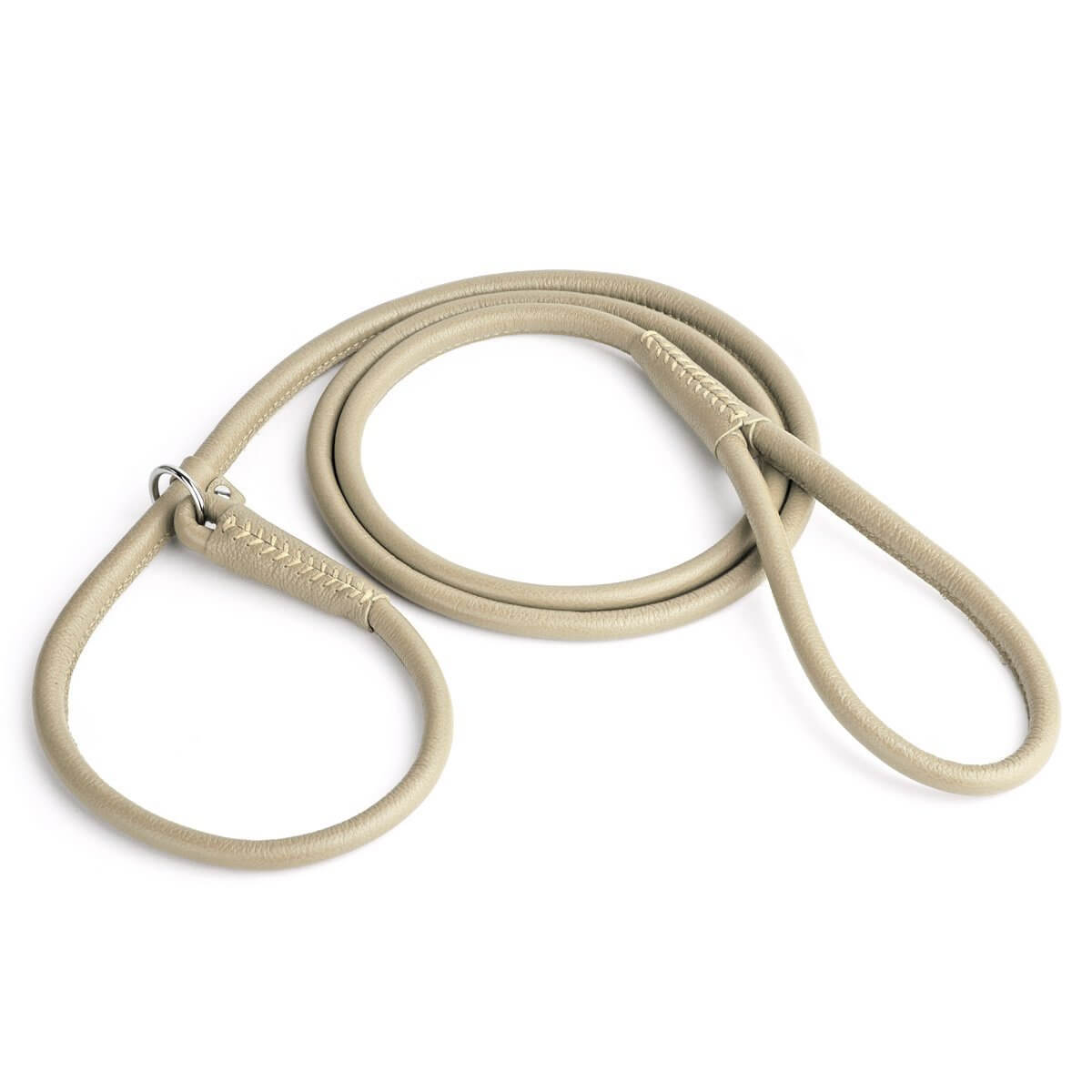 Soft leather round slip lead for dogs, all-in-one leash and collar for easy handling and quick control during walks or training