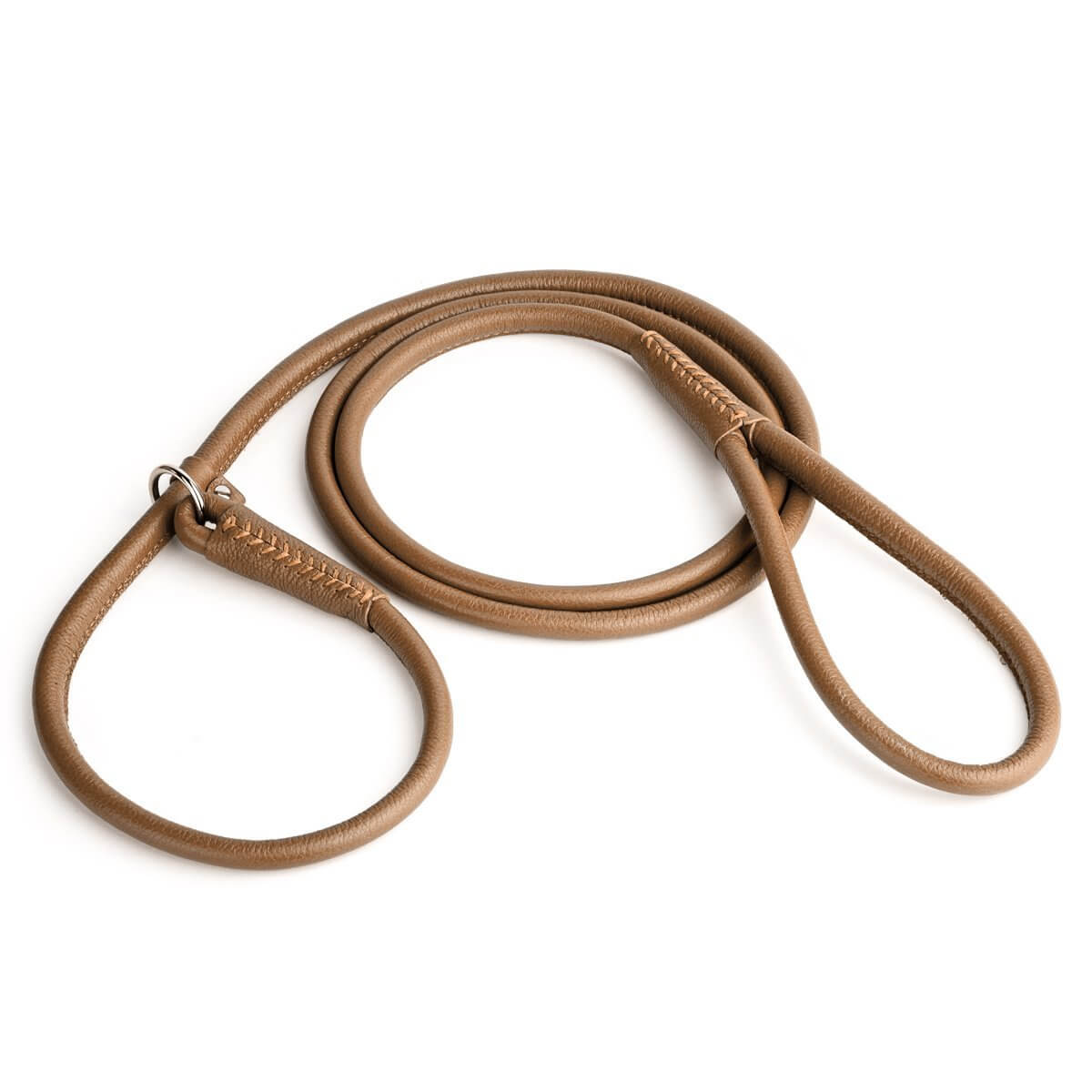 Soft leather round slip lead for dogs, all-in-one leash and collar for easy handling and quick control during walks or training