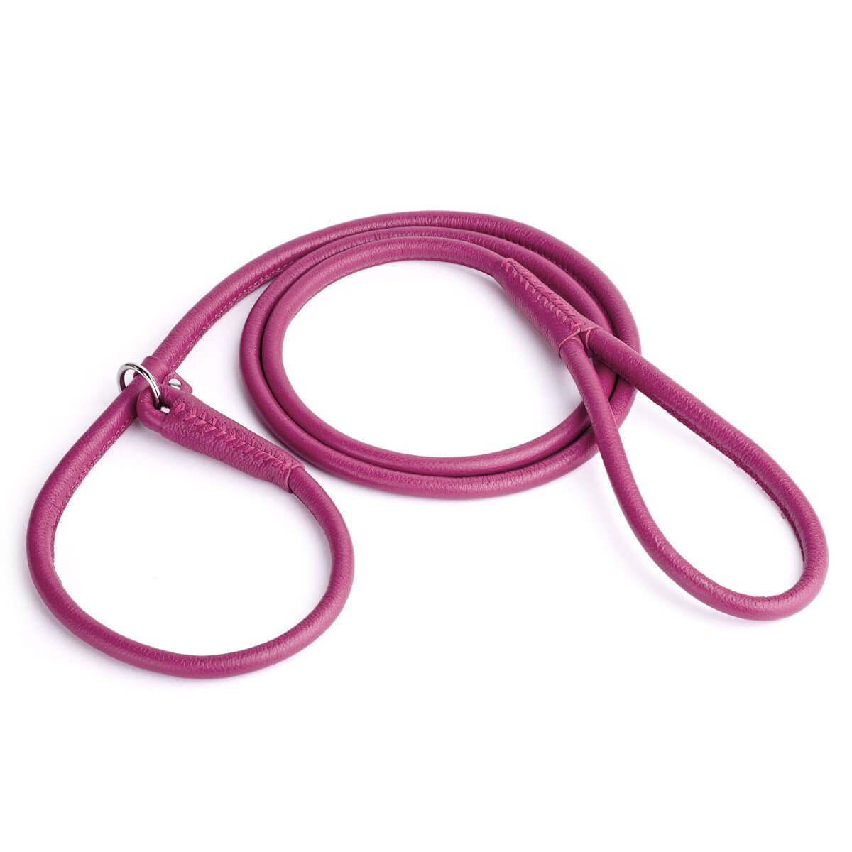 Soft leather round slip lead for dogs, all-in-one leash and collar for easy handling and quick control during walks or training
