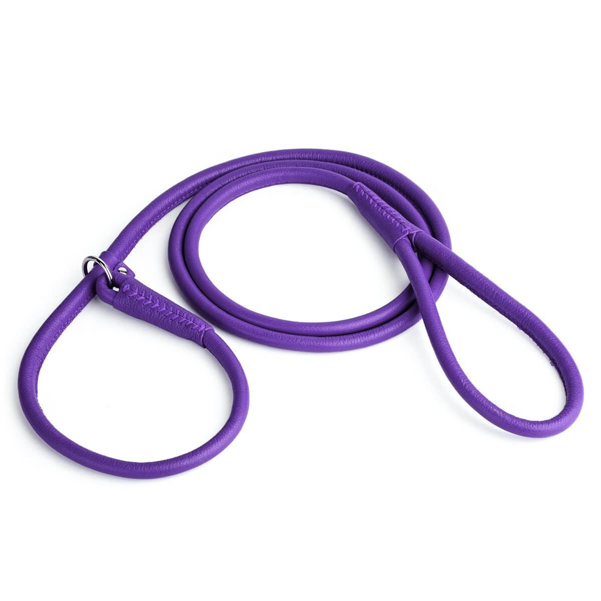 Soft leather round slip lead for dogs, all-in-one leash and collar for easy handling and quick control during walks or training