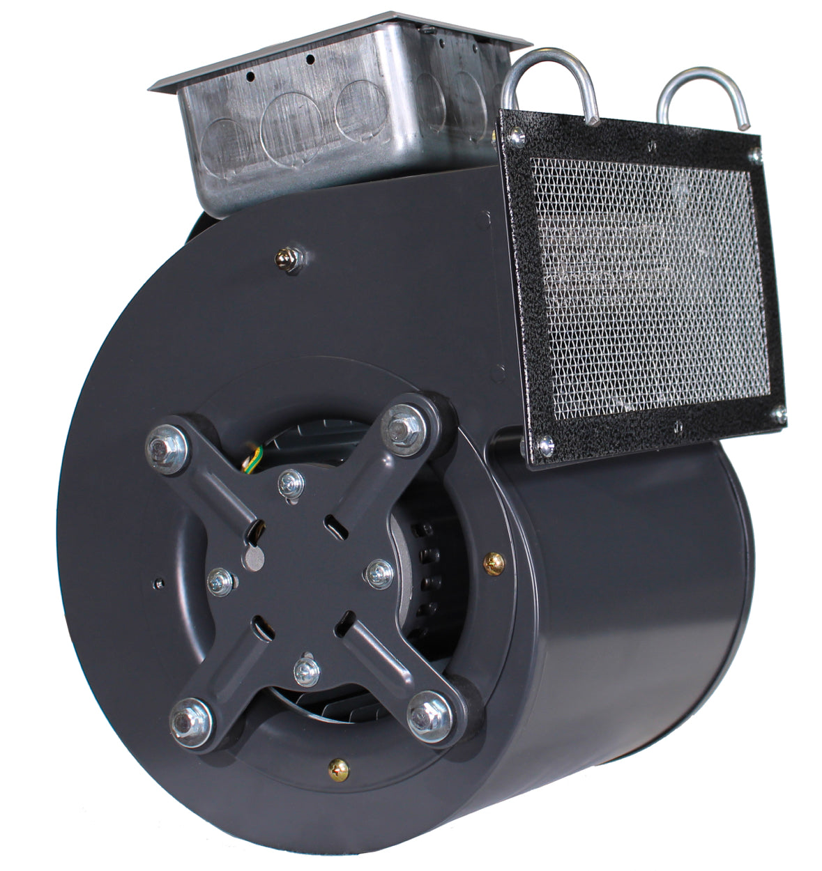 Speedy Dryers M-450N no-heat wide mouth dog cage dryer, providing gentle airflow for safe and efficient drying in larger pet cages.