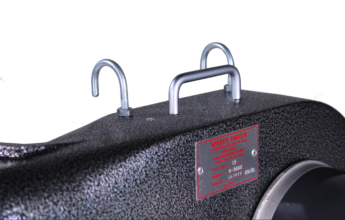 Speedy Dryers V-350X no-heat dog cage dryer with gentle airflow for safe, comfortable drying in pet cages.