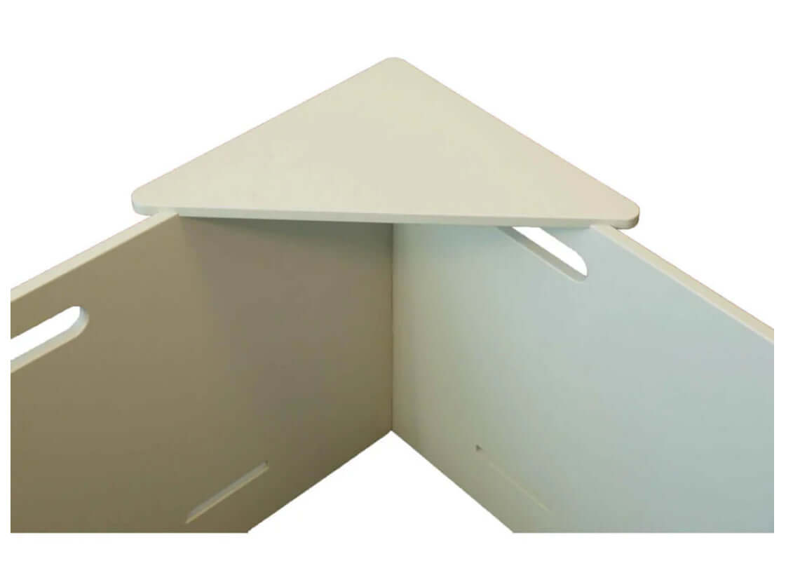 Whelping box with interlocking sides for easy assembly, providing a secure and comfortable space for a mother dog to give birth and care for her puppies.