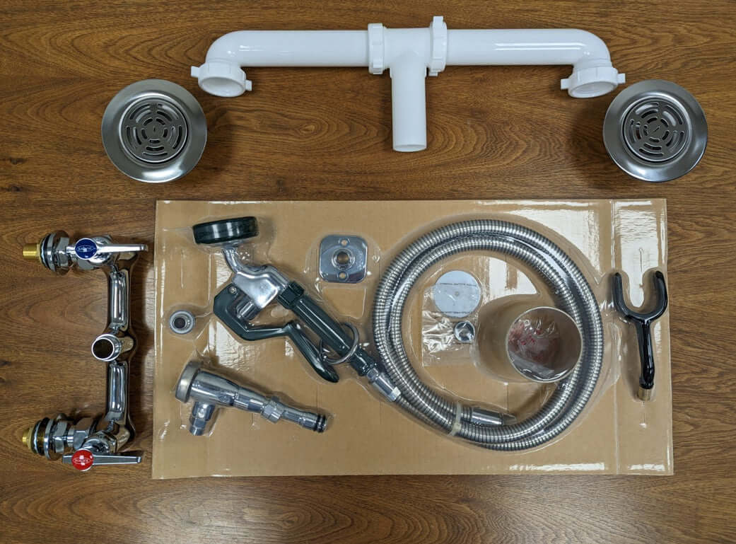 Poly Pet Tub Accessory Package with connecting pipe faucet and drains for professional grooming tubs