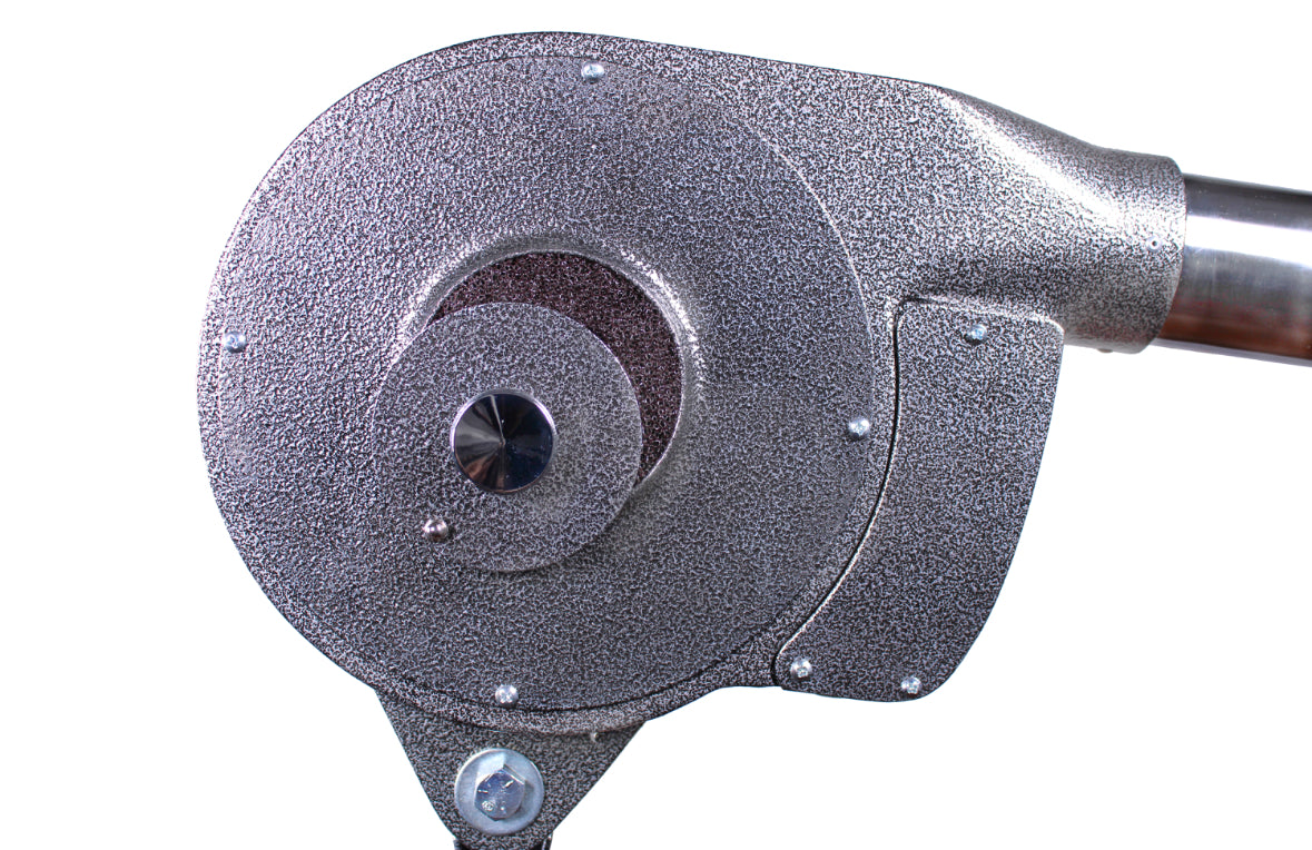 Speedy Dryer V-1000N No Heat stand dryer with adjustable airflow (106–230 CFM), thermally protected 1/7 HP motor, and durable chrome-plated non-tip stand with 3" ball-bearing casters.