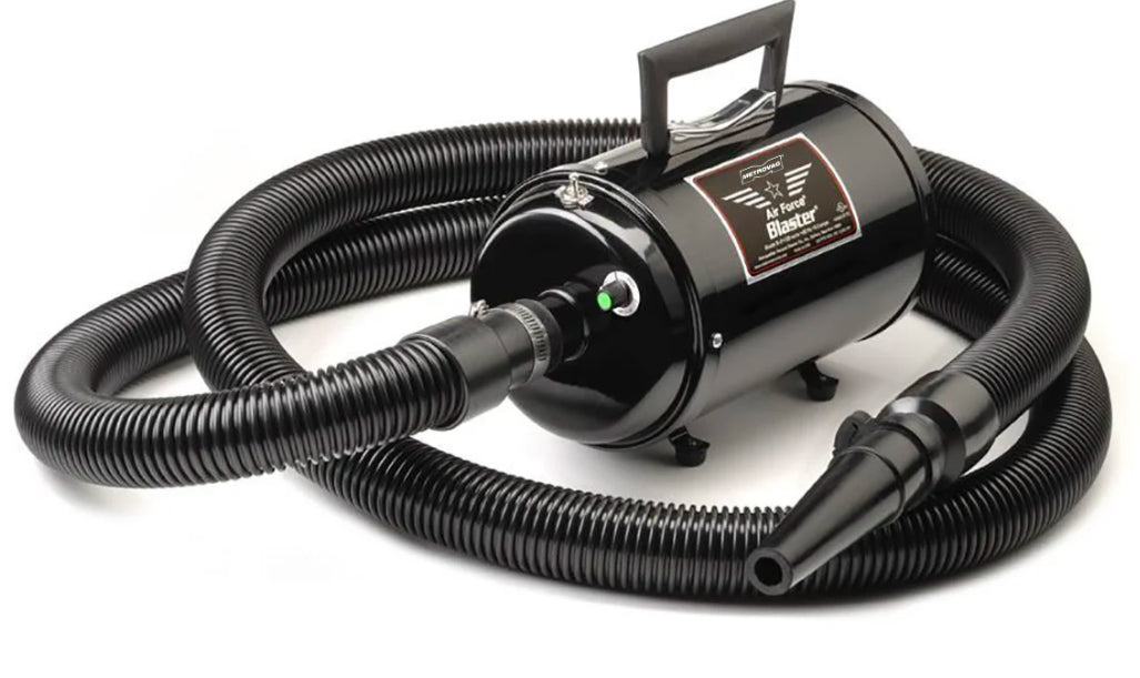 Metrovac Air Force Blaster high-velocity pet and dog grooming dryer with powerful airflow for quick, heat-free drying.