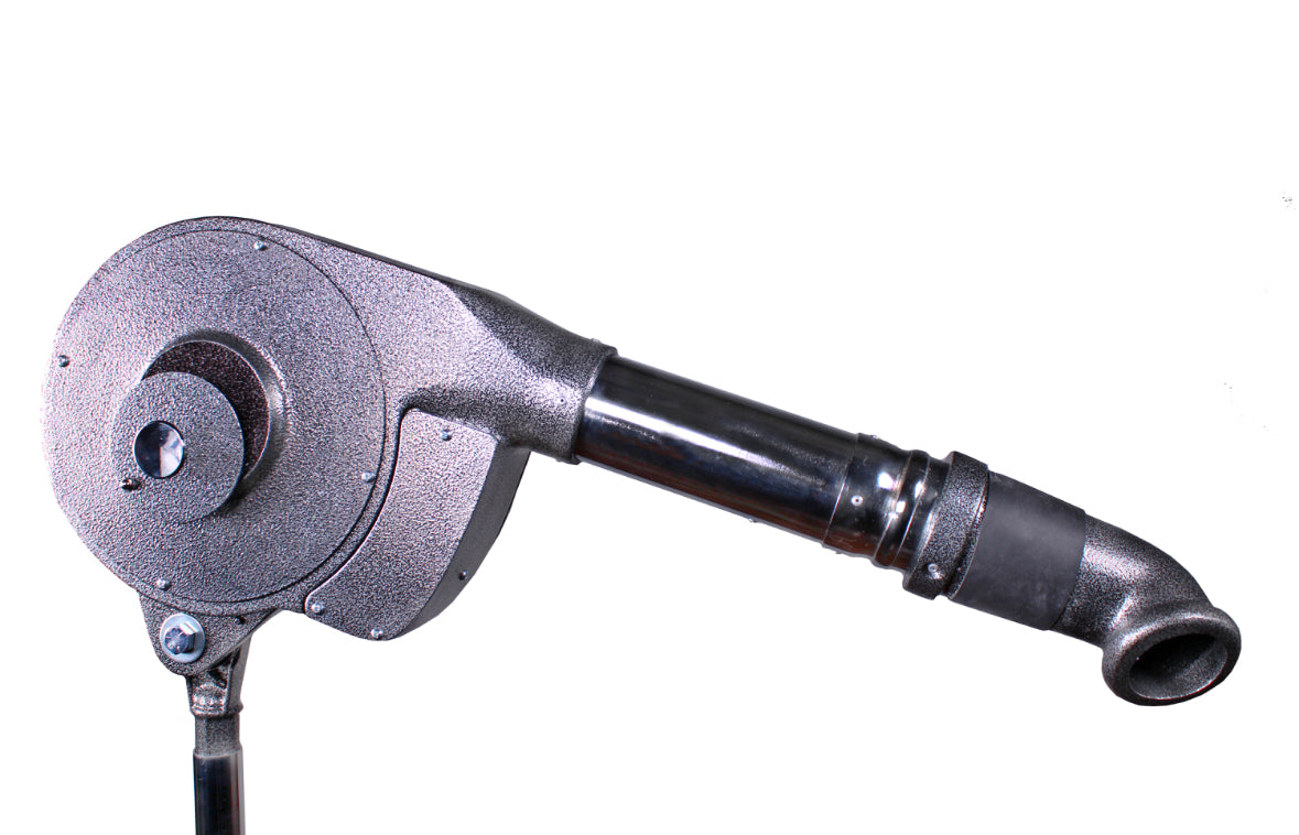 Speedy Dryer V-1000N No Heat stand dryer with adjustable airflow (106–230 CFM), thermally protected 1/7 HP motor, and durable chrome-plated non-tip stand with 3" ball-bearing casters.