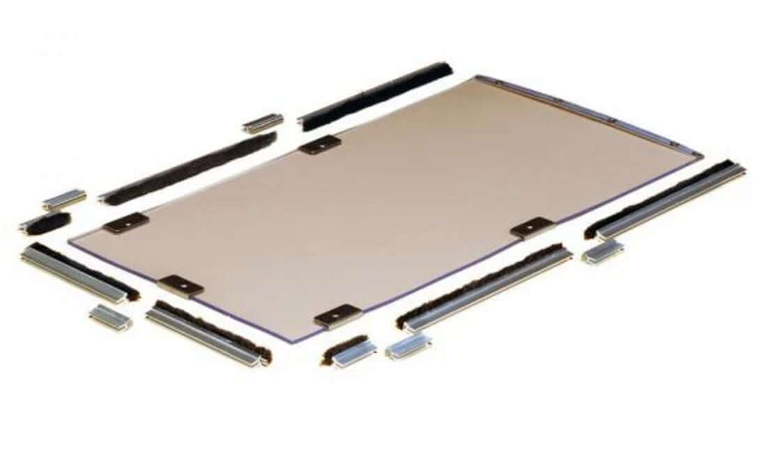 Replacement dog flap for a dog door, designed to fit securely and allow pets to enter and exit easily while keeping the elements outside.