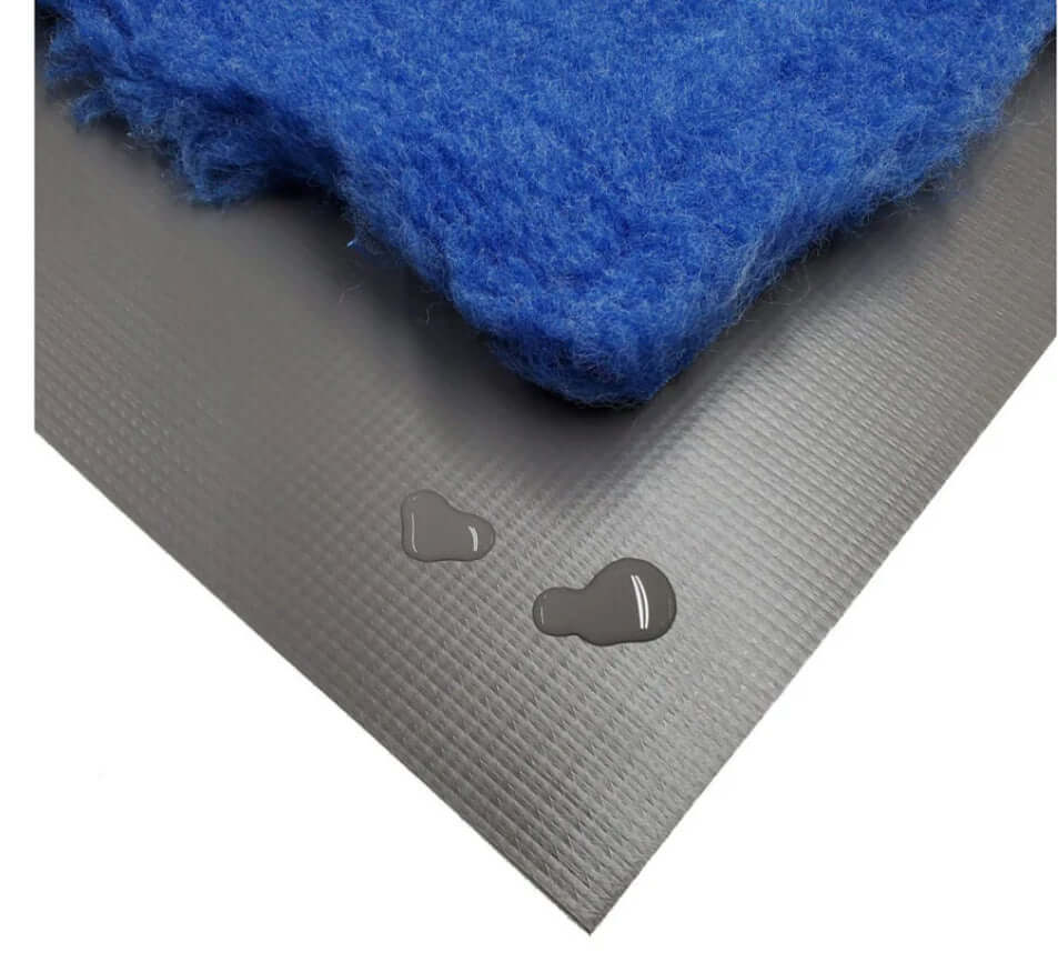 Lakeside Products MagnaBox vinyl mat, waterproof and washable, placed under vet bedding for reusable pet care.