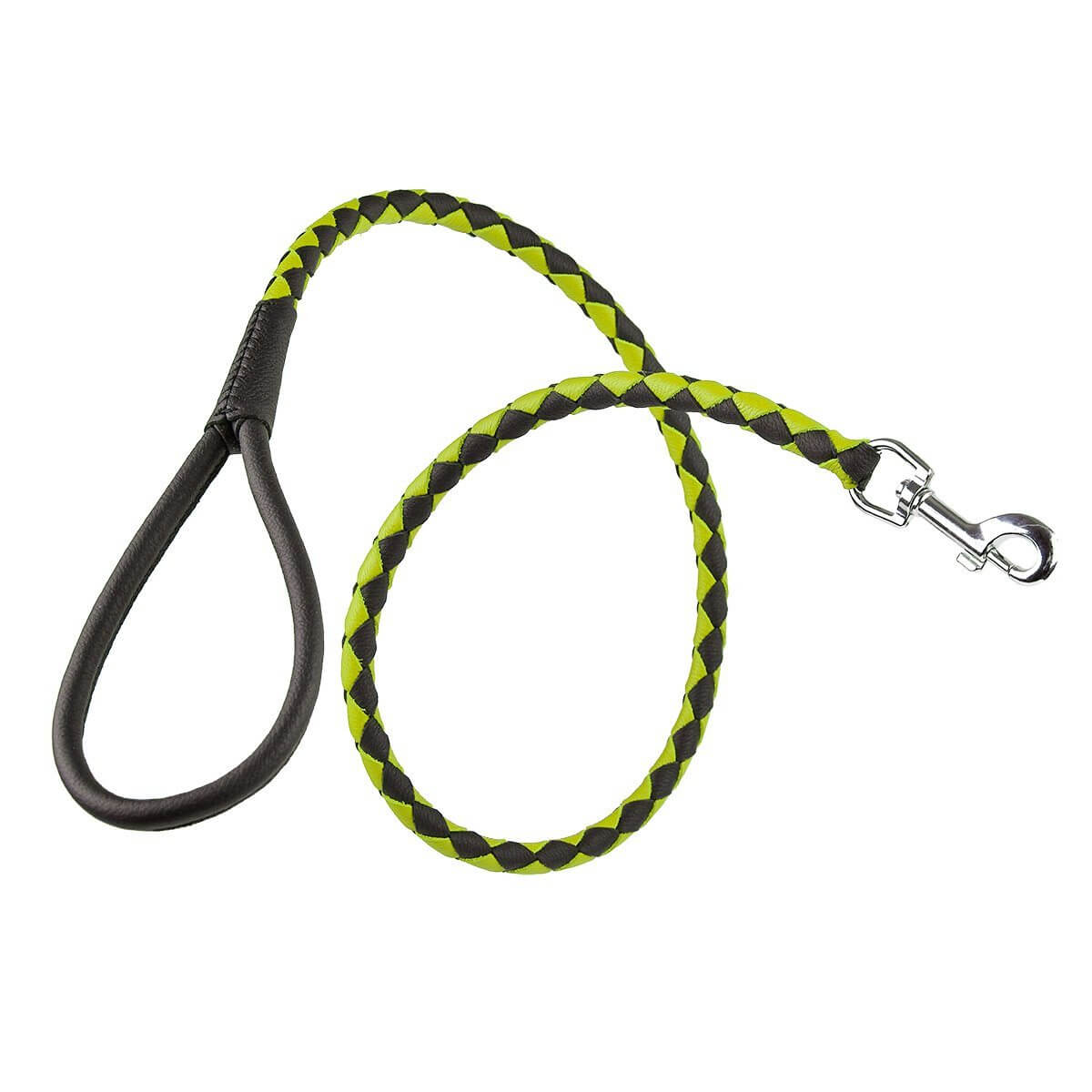 Dual-color braided round leather dog lead made from soft premium leather with reinforced stitching and durable hardware for stylish, comfortable walks