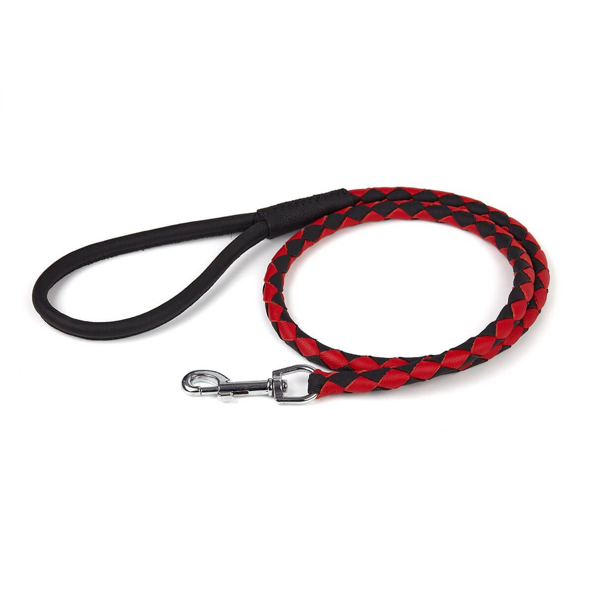 Dual-color braided round leather dog lead made from soft premium leather with reinforced stitching and durable hardware for stylish, comfortable walks