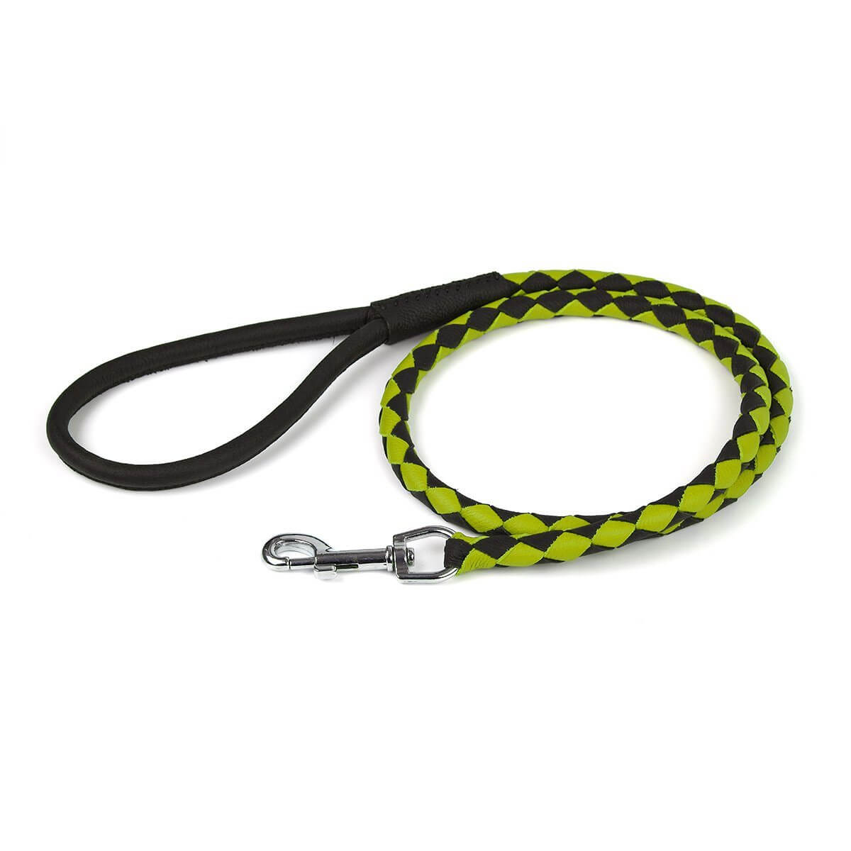 Dual-color braided round leather dog lead made from soft premium leather with reinforced stitching and durable hardware for stylish, comfortable walks